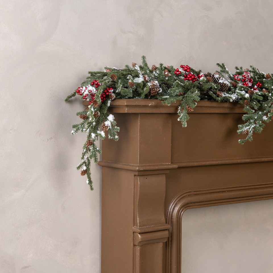 5' SNOWY PINE & PINECONES GARLAND