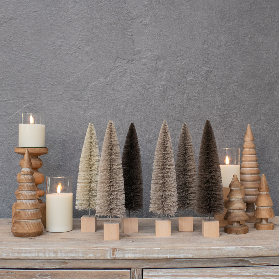 SET/6 - 12" TAN HUES BOTTLE BRUSH TREES