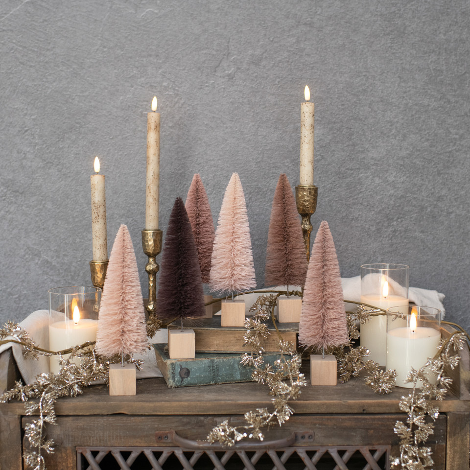 SET/6 - 9" BLUSH HUES BOTTLE BRUSH TREES
