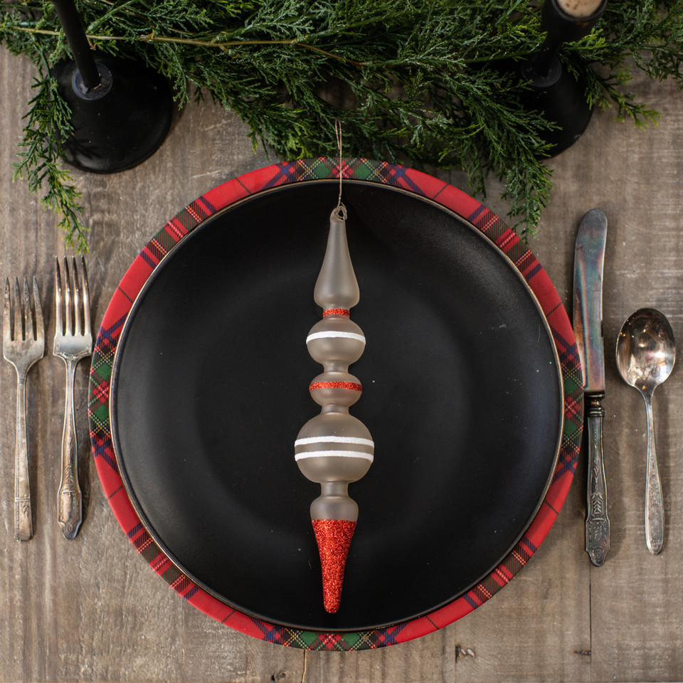 9" STRIPED FINIAL ORNAMENT