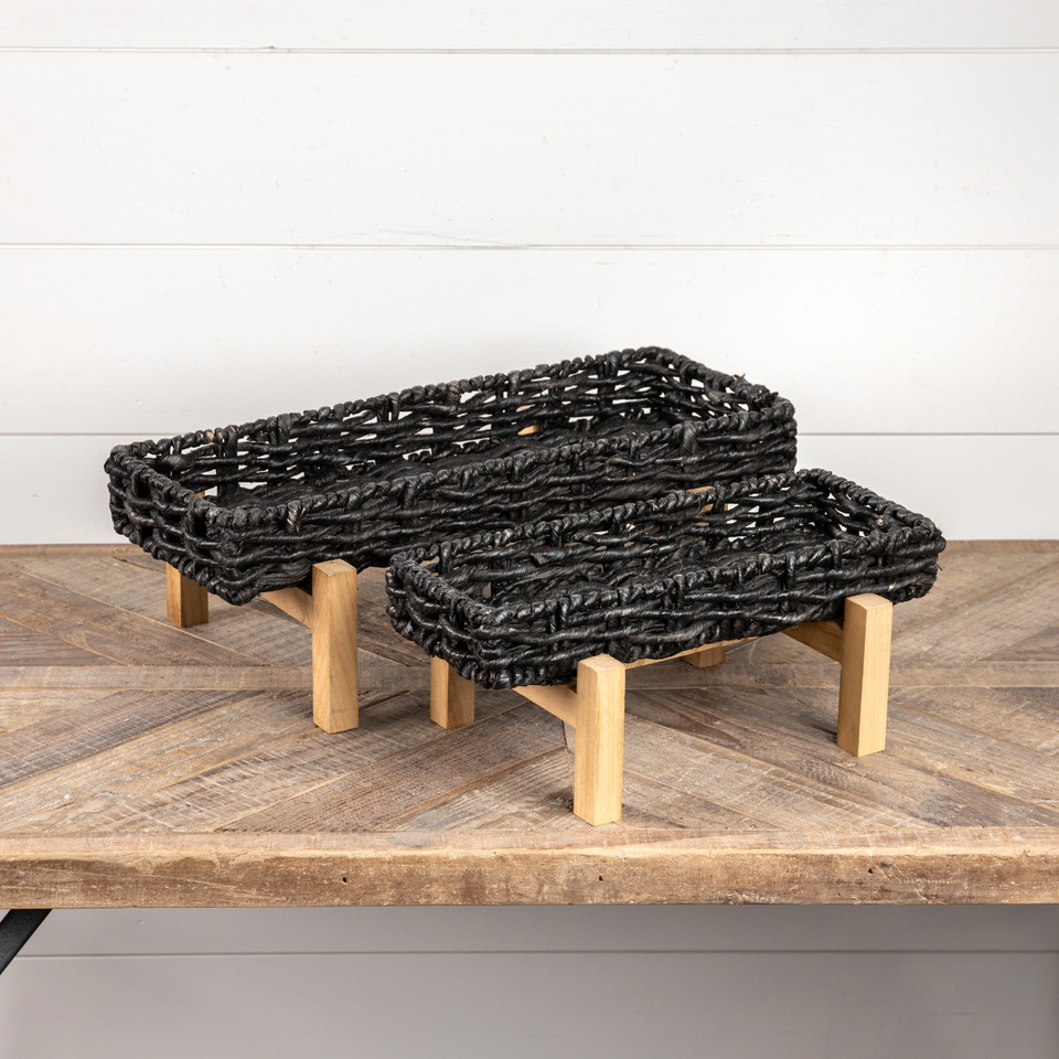 SET/ 2 BLACK GRASS STANDS