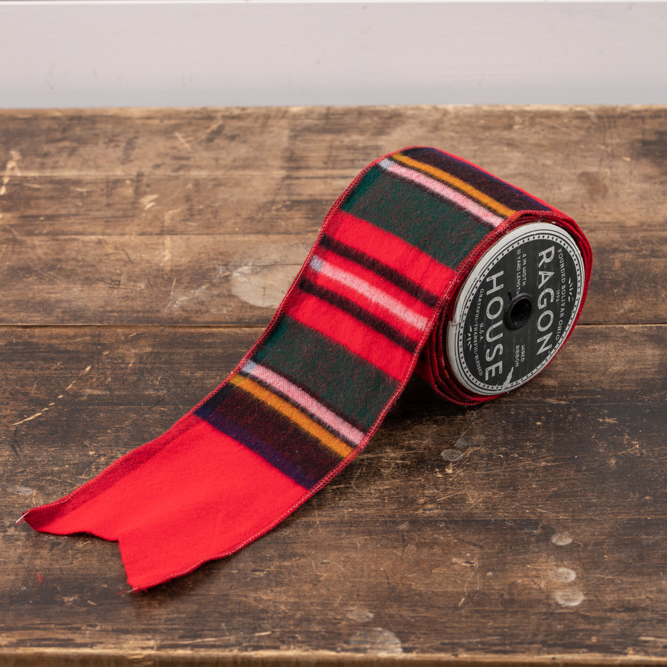 RED TARTAN WIRED RIBBON