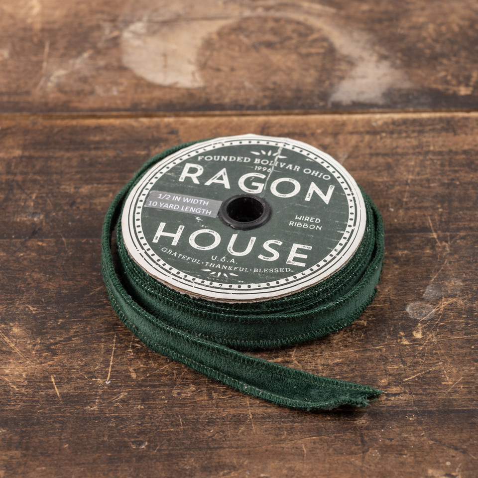 .5" EMERALD GREEN VELVET WIRED RIBBON
