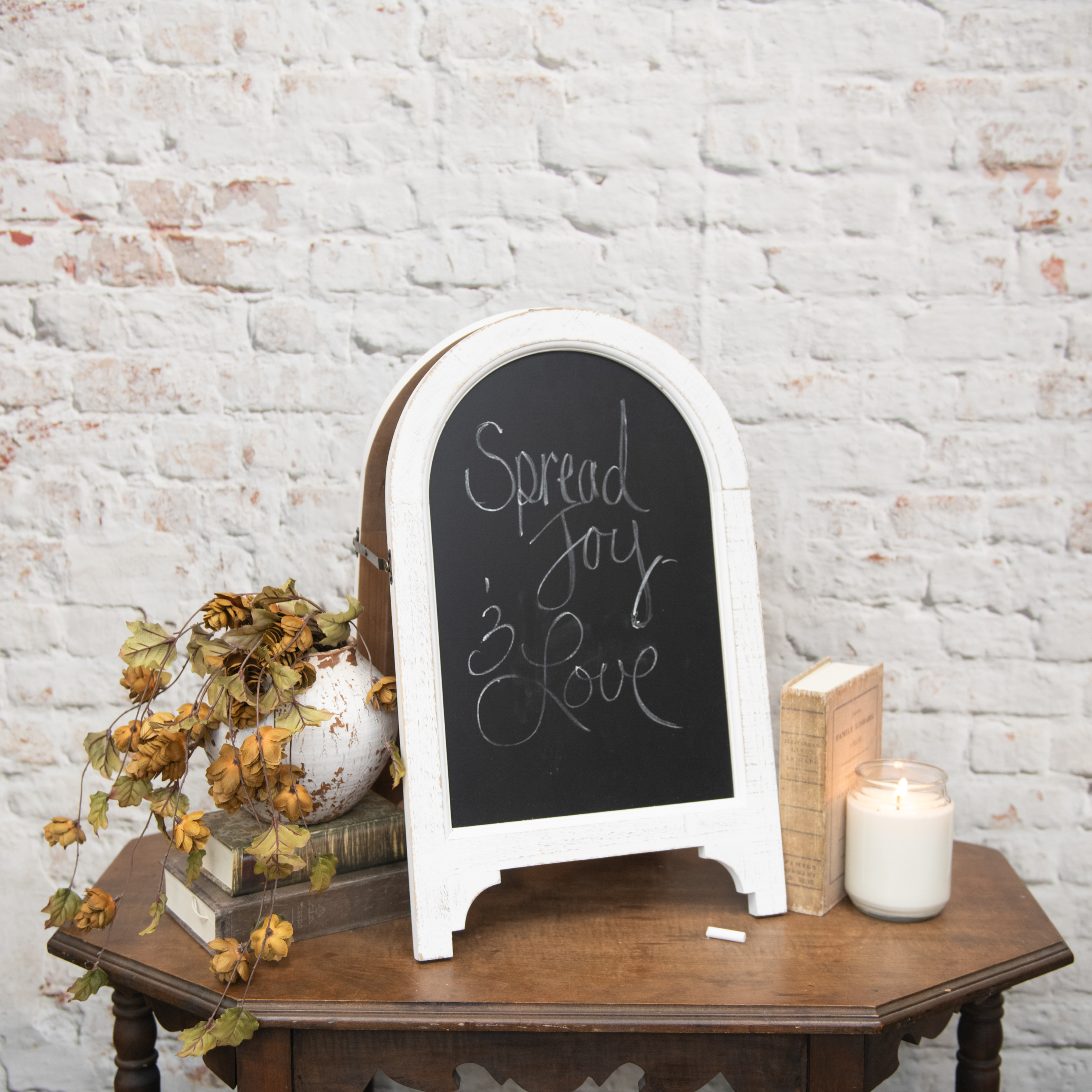 TWO SIDED BLACKBOARD W/ WHITE FRAME