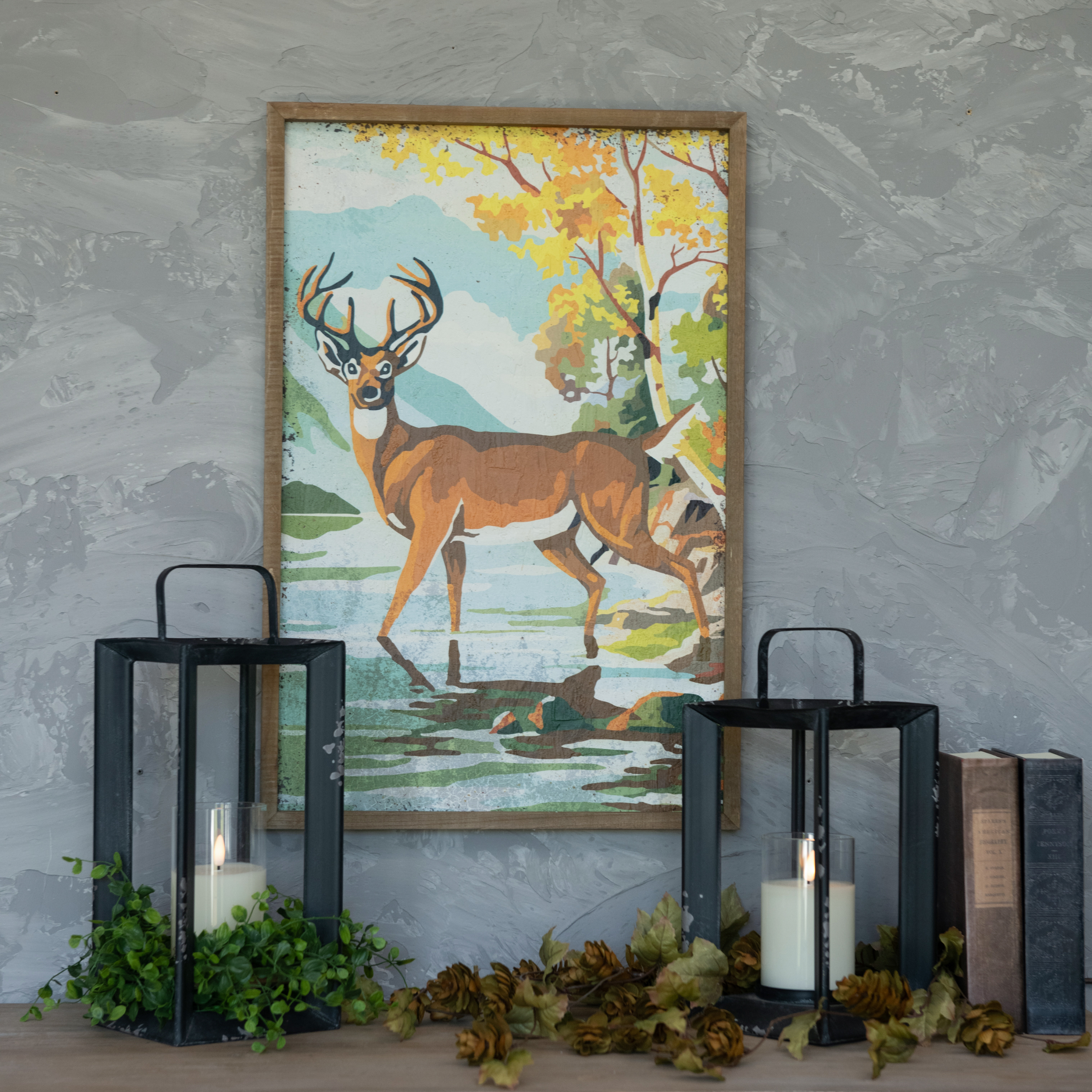 24" DEER BY THE WATER PAINT BY NUMBER PRINT