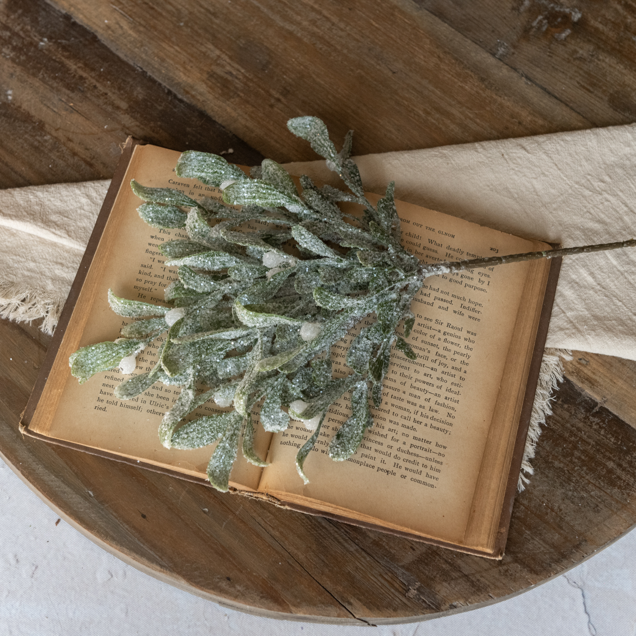 12" FROSTED MISTLETOE PICK