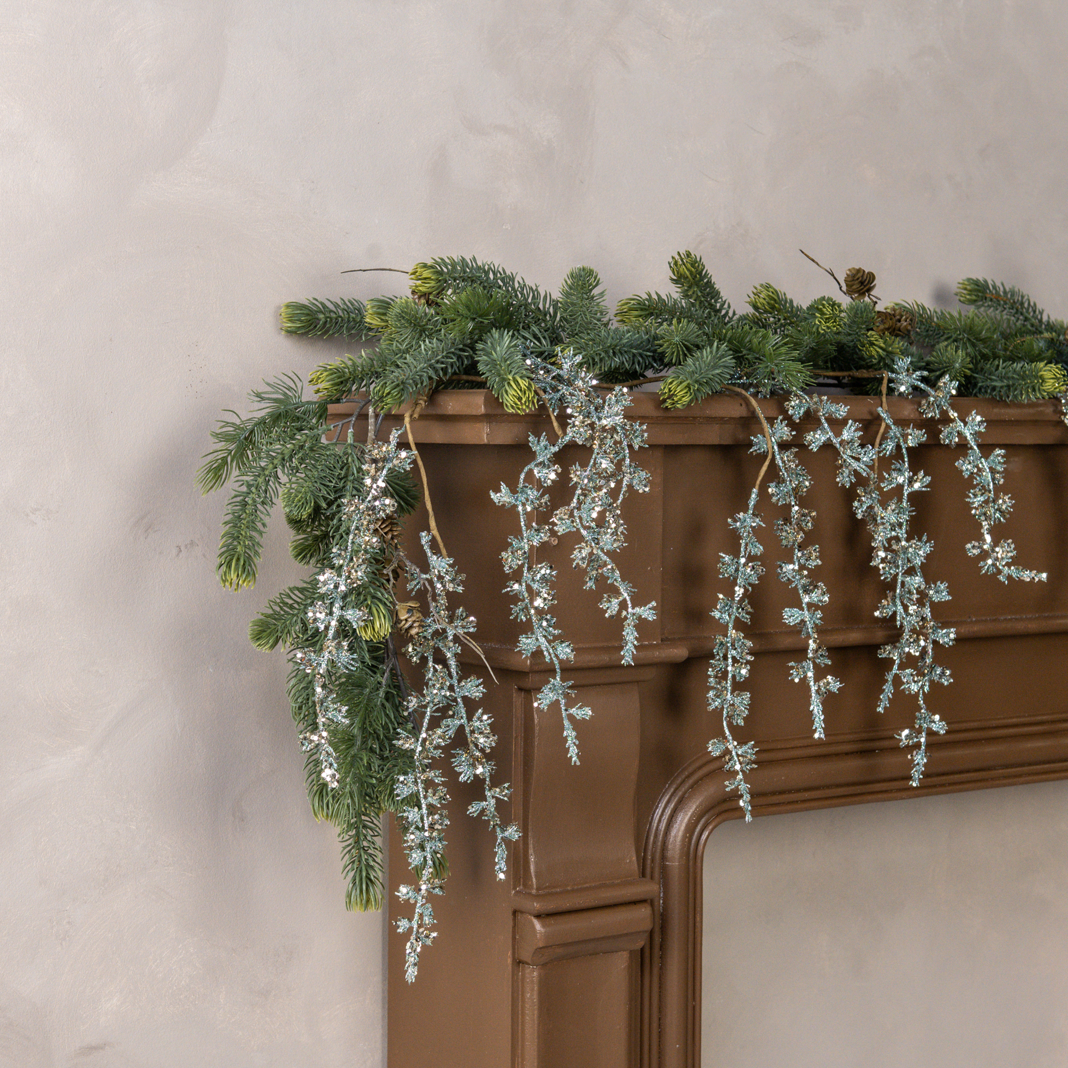 60" DRAPING GREY GREEN GLITTER  BUDS