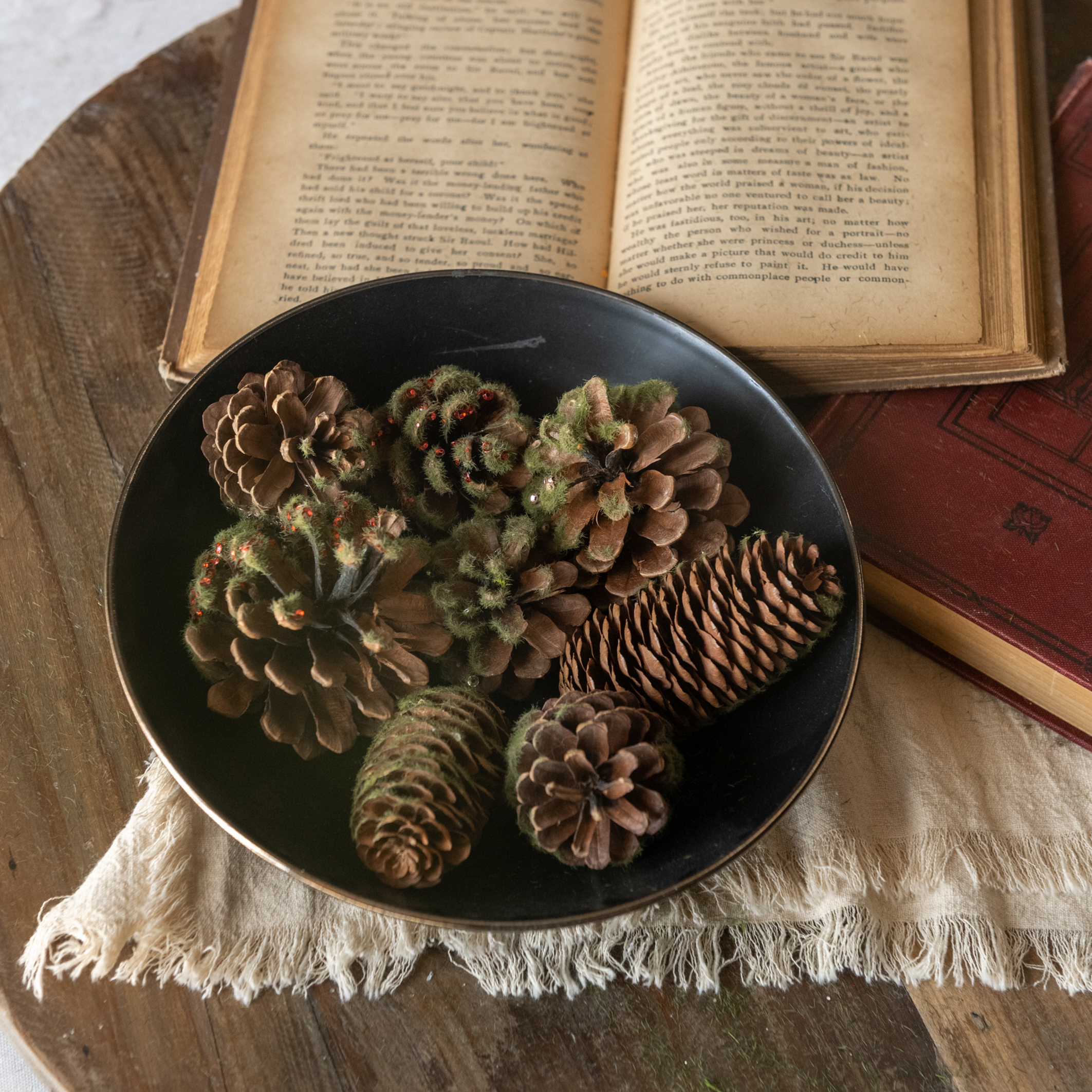 PINECONE, MOSS & SEQUIN BOWL FILLER