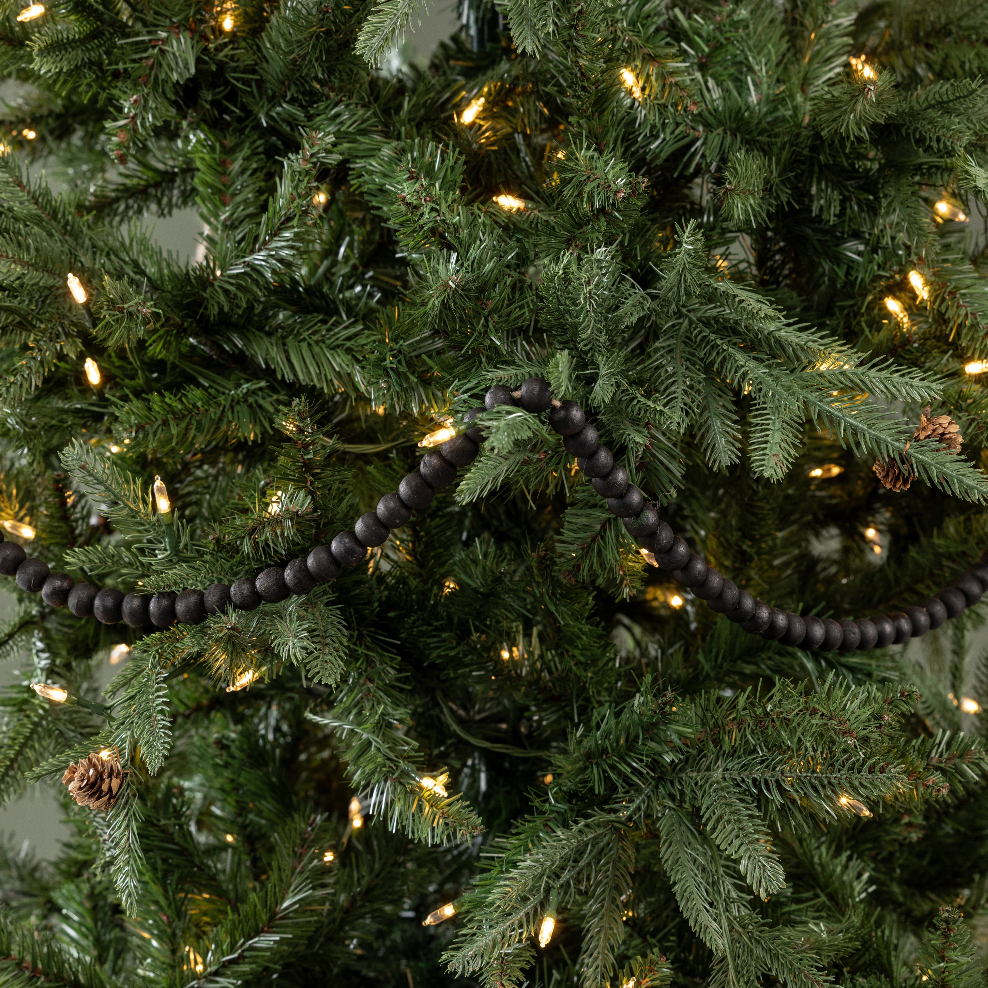 9' SMALL ROUND BLACK WOOD BEAD GARLAND