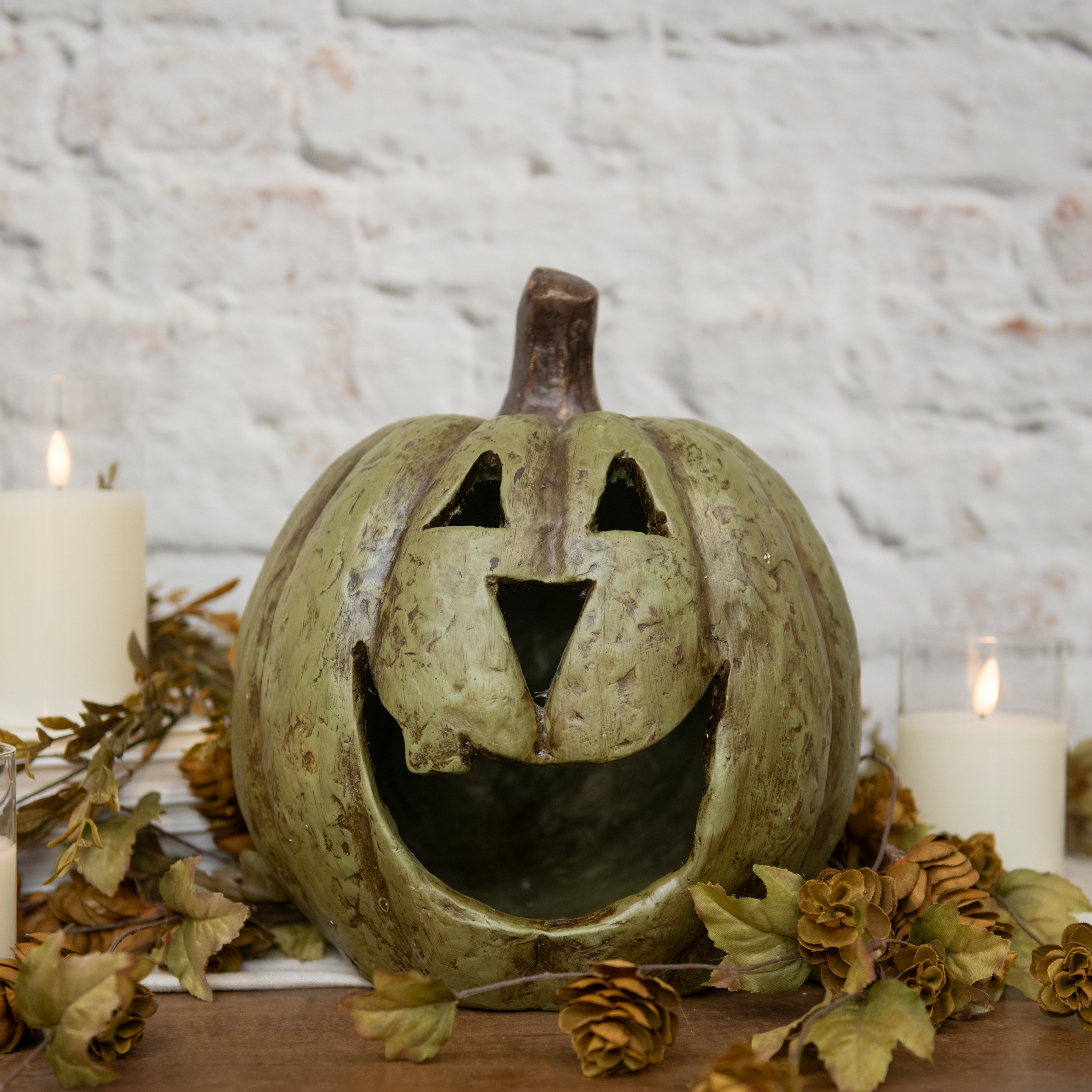 11" OLIVE GREEN BIG MOUTH PUMPKIN