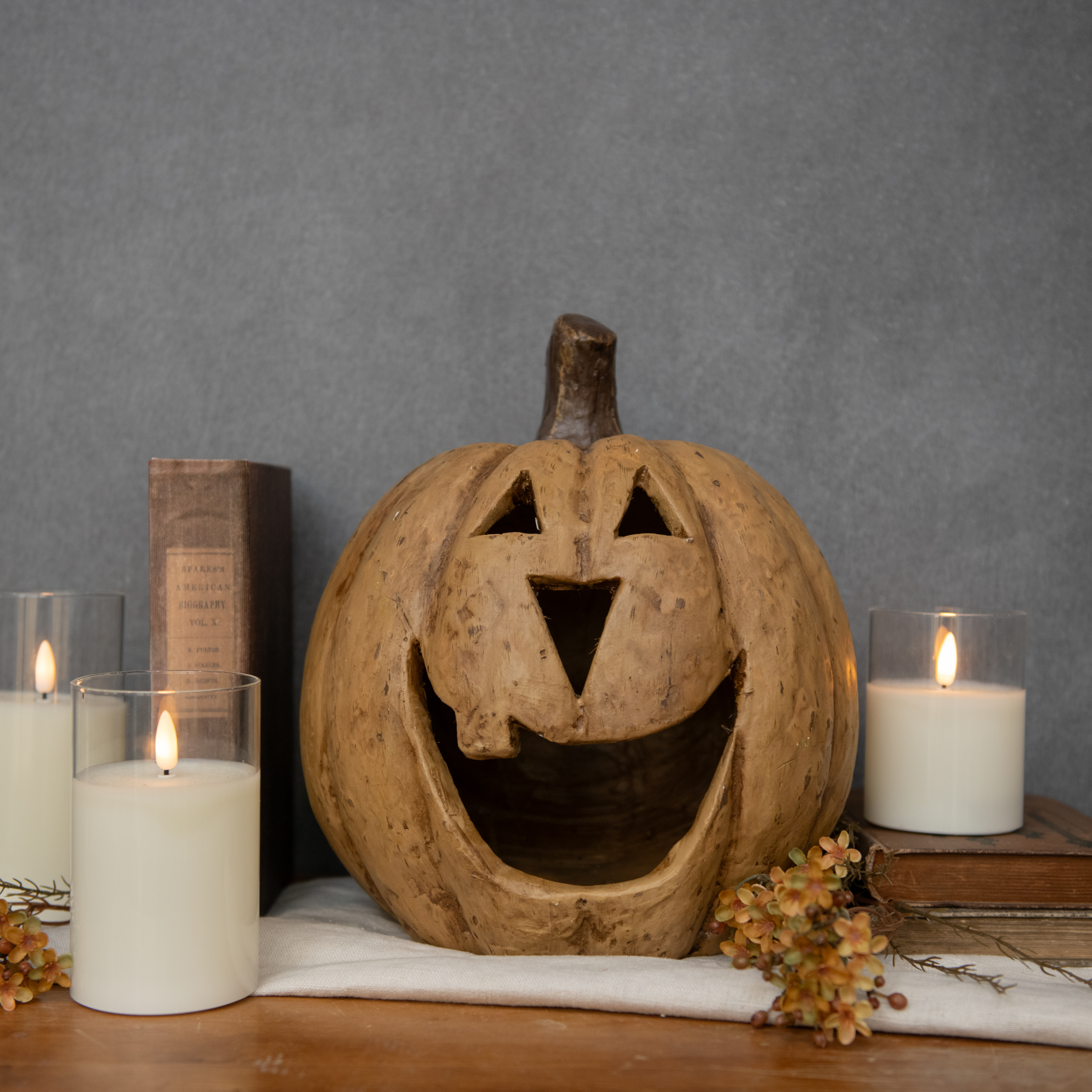 11" BEIGE BIG MOUTH PUMPKIN