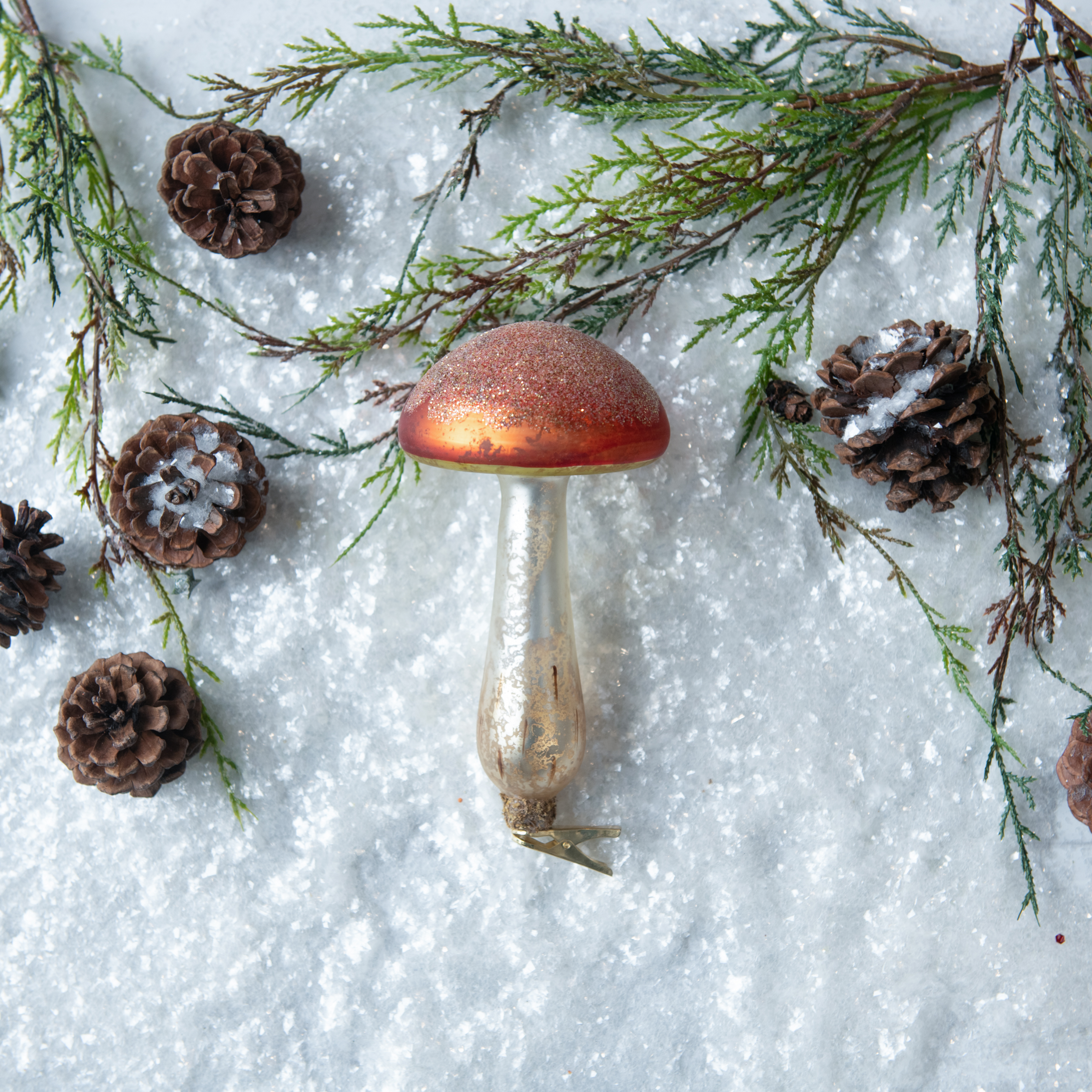 6.5" ORANGE CAPPED MUSHROOM CLIP ORNAMENT