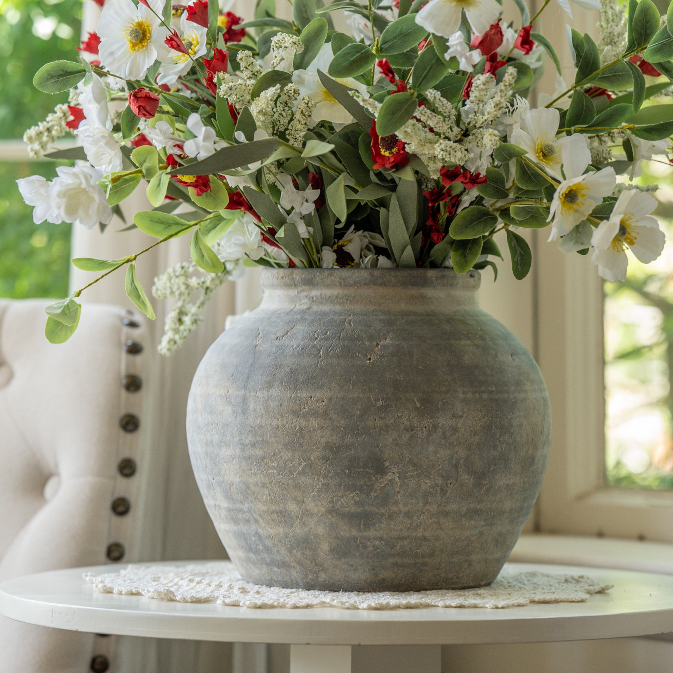 9.25" WHITEWASH TERRACOTTA PLANTER