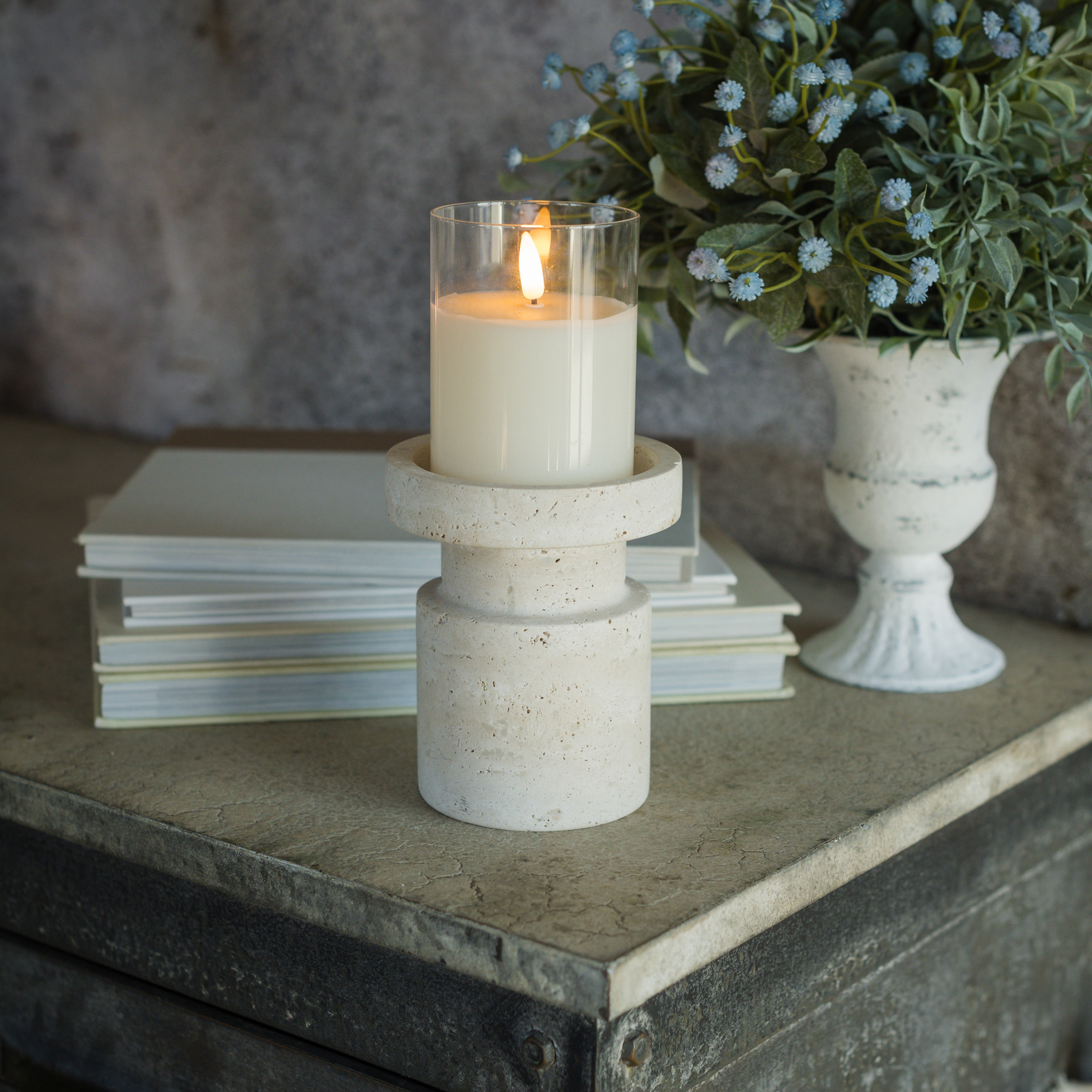 5.25" STONE PILLAR CANDLE STAND