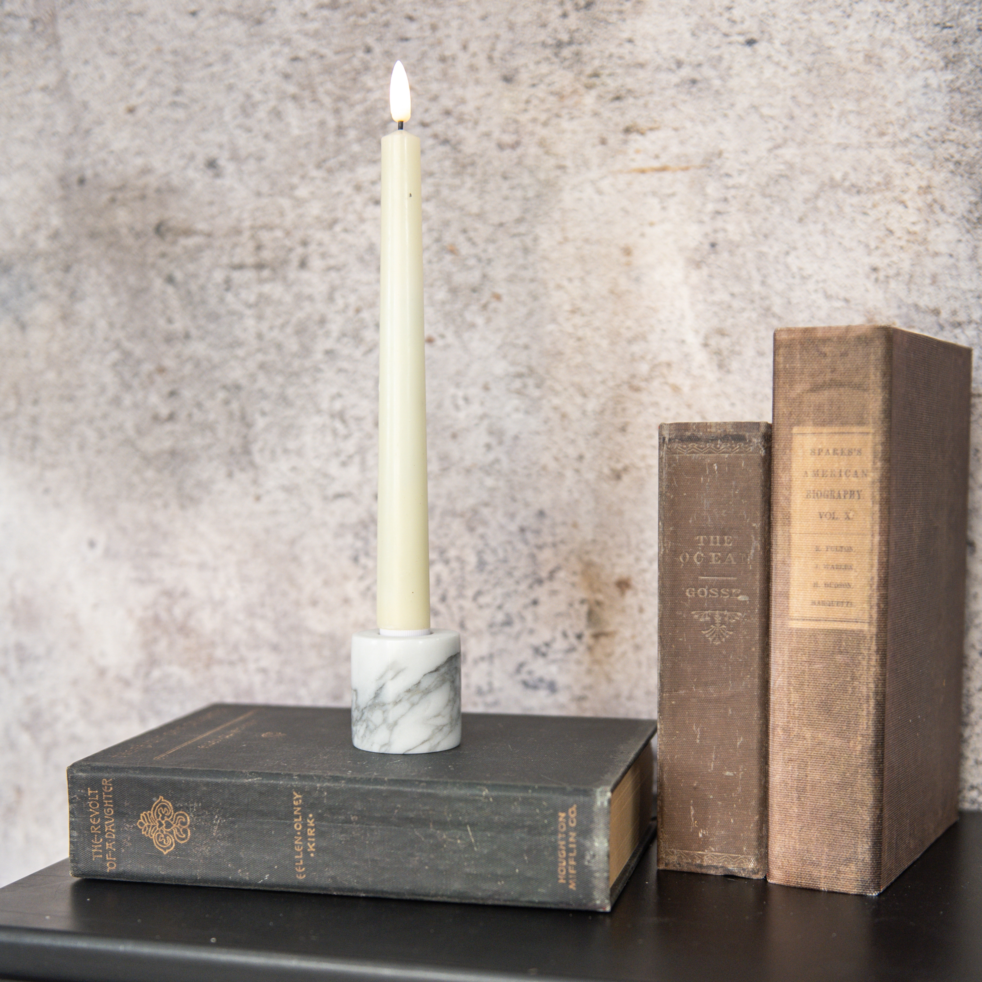 1.75" WHITE MARBLE TAPER CANDLE STAND