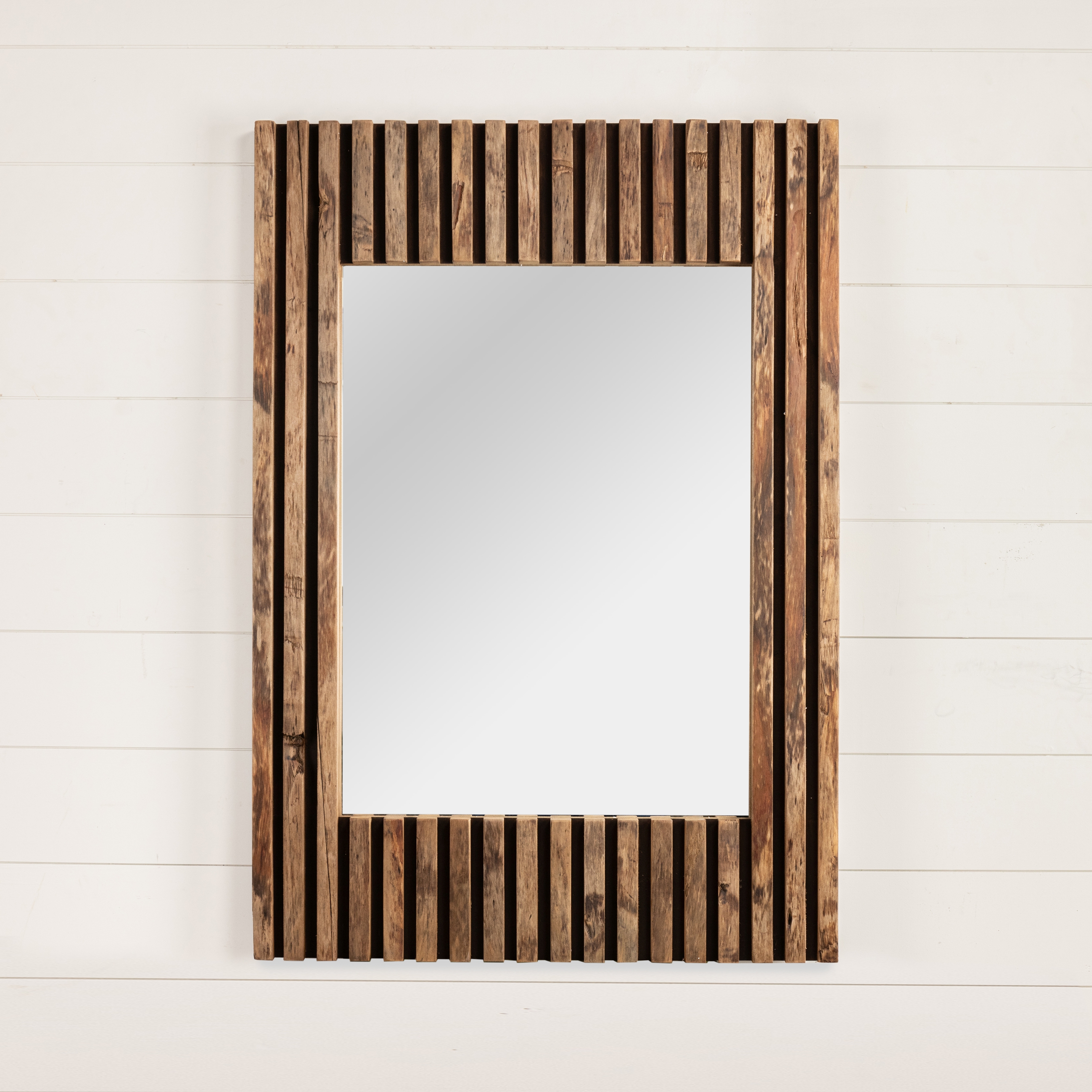 GROOVED WOOD MIRROR*