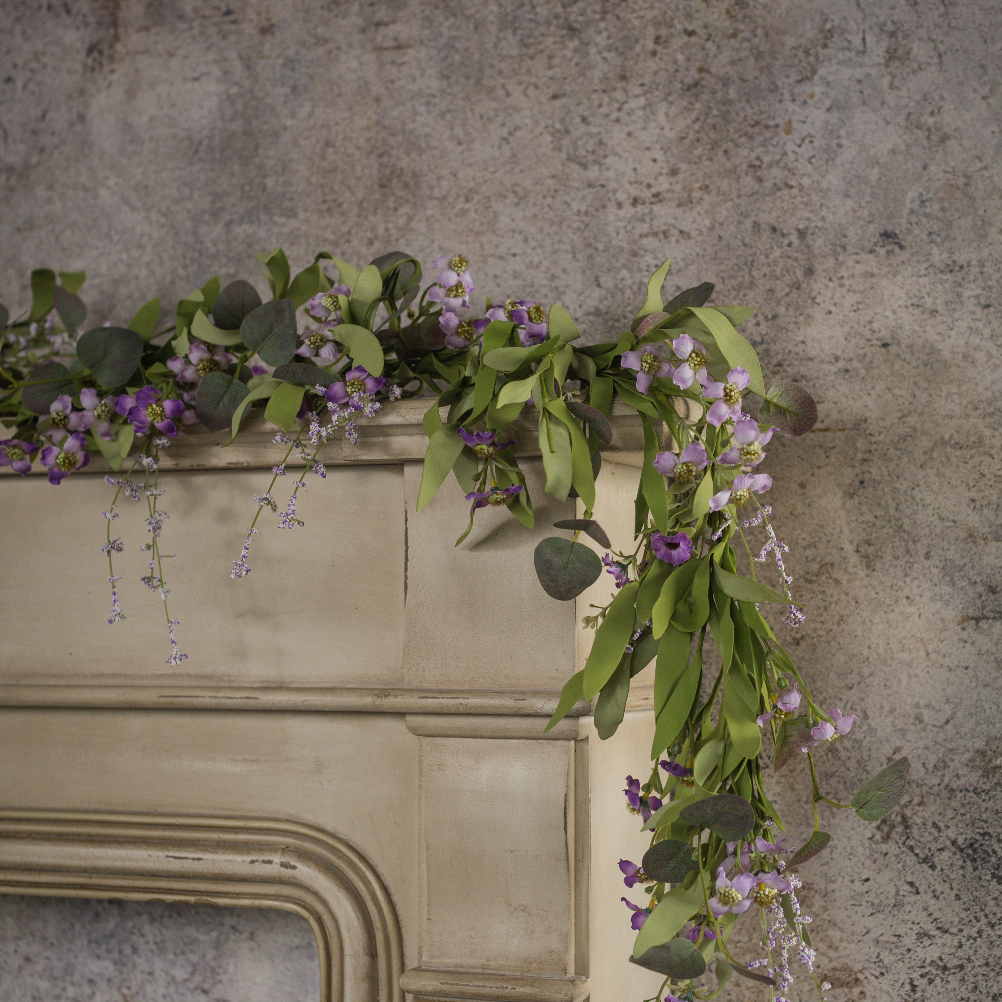 5' PURPLE VERBENA & DAISY GARLAND