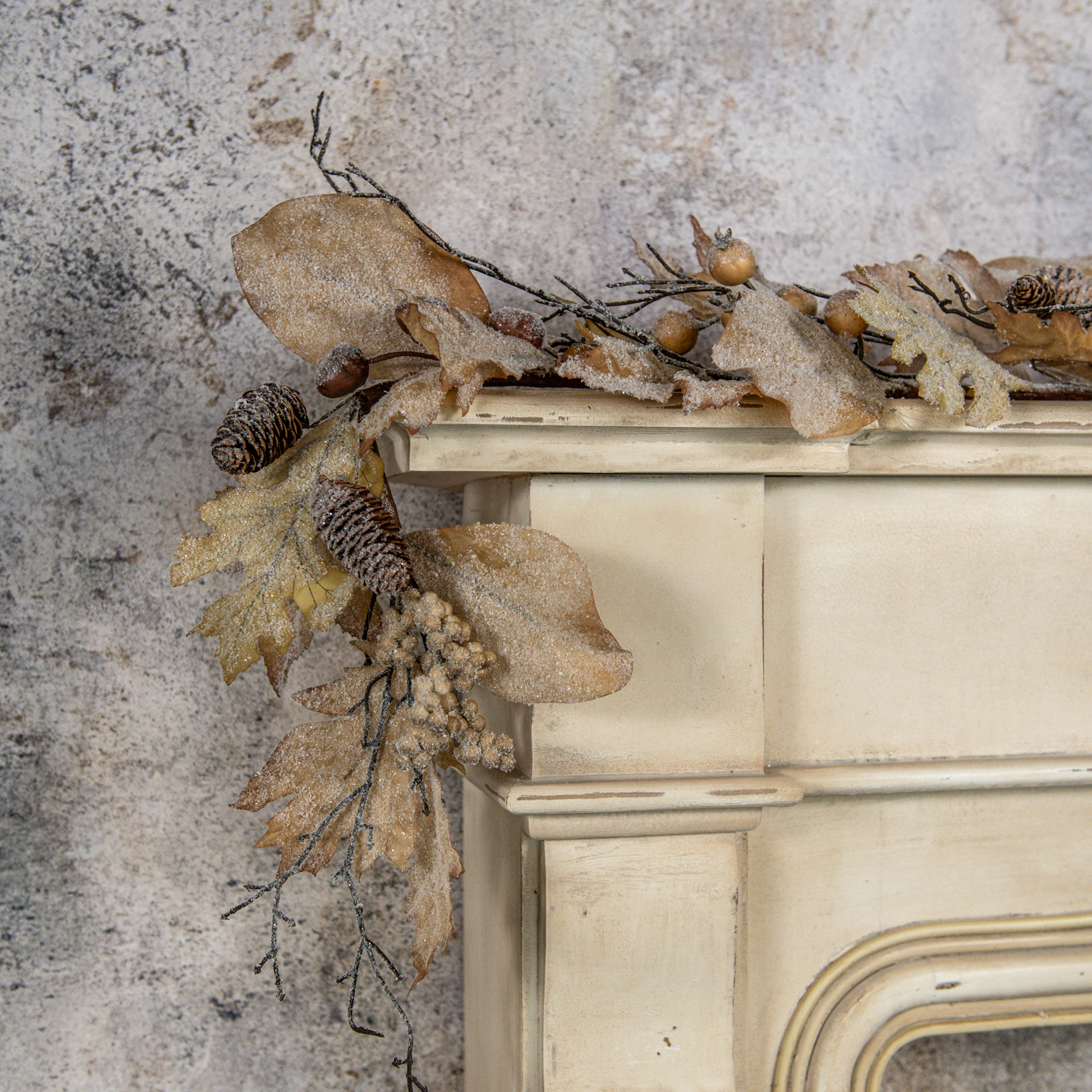 6' FROSTED WOODLAND LEAF GARLAND