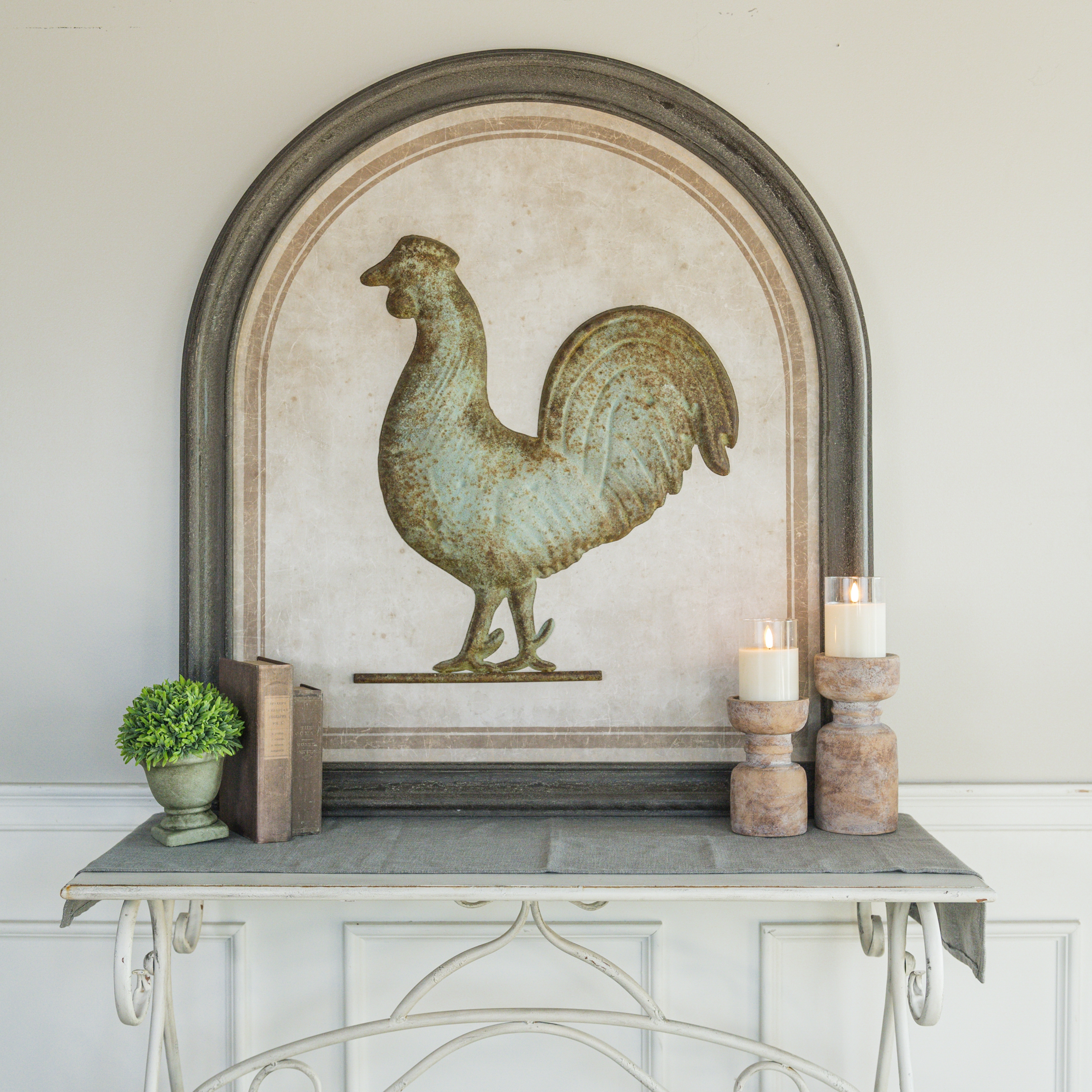 40" FRAMED METAL ROOSTER