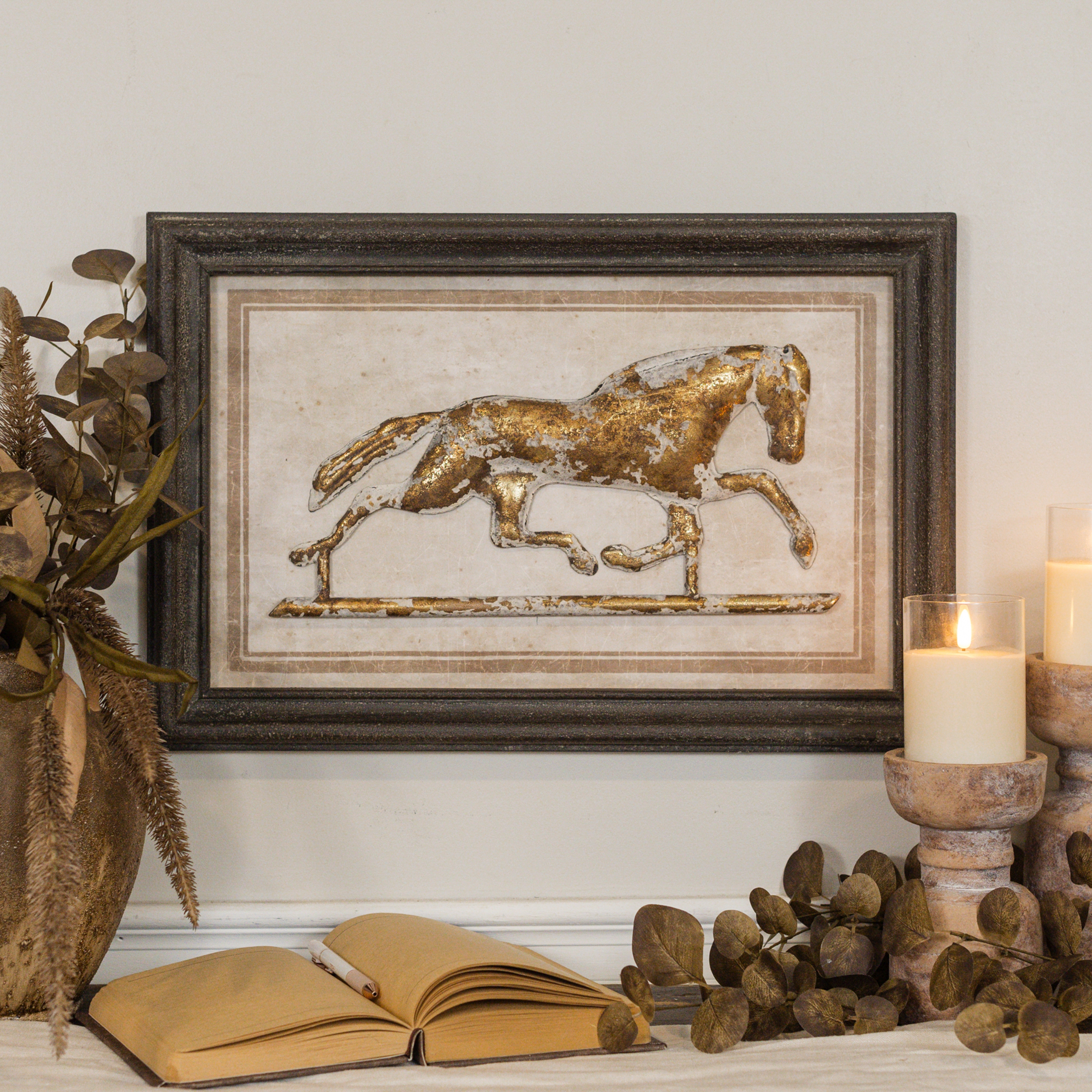 21.25" FRAMED METAL HORSE