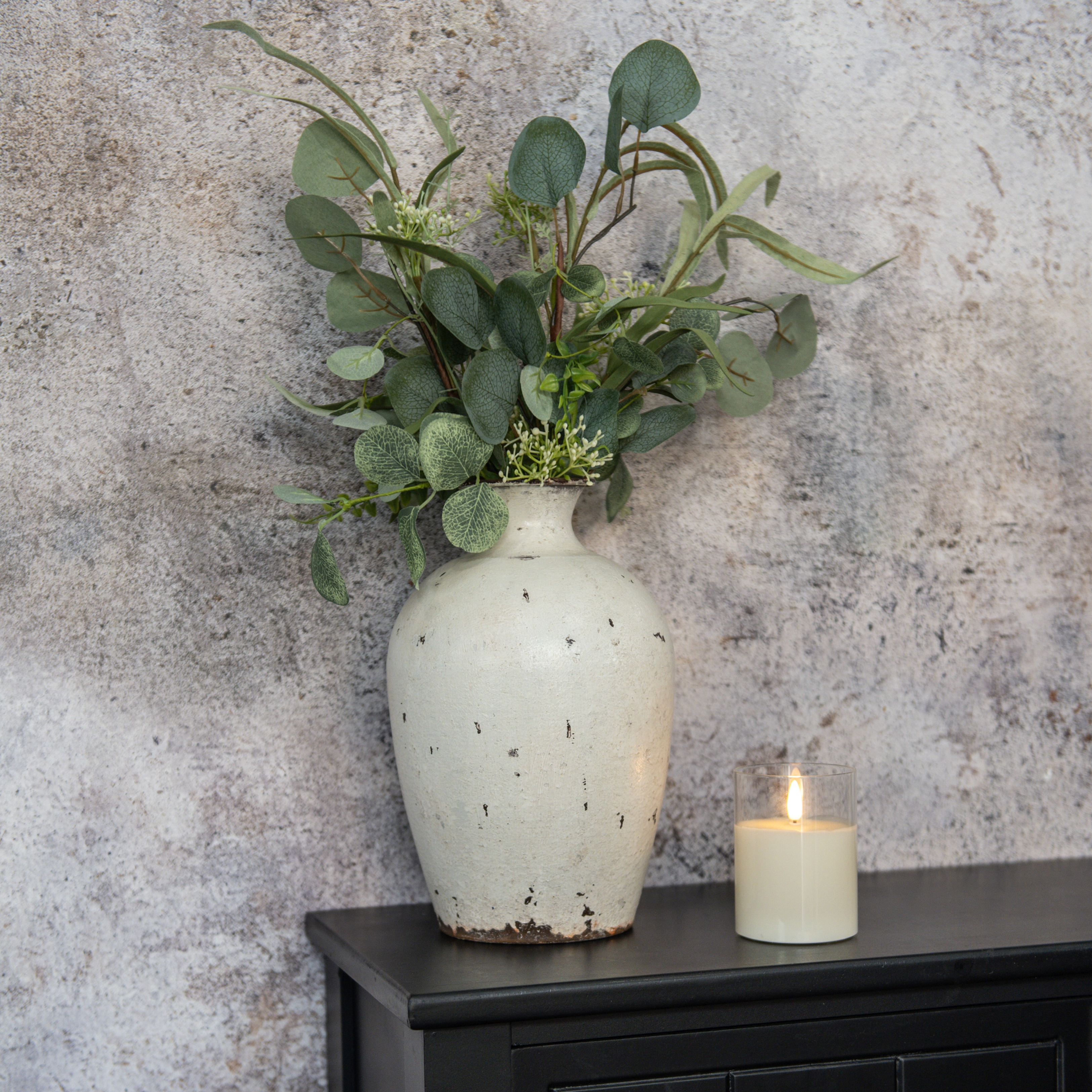 11.25" CREAM METAL VASE