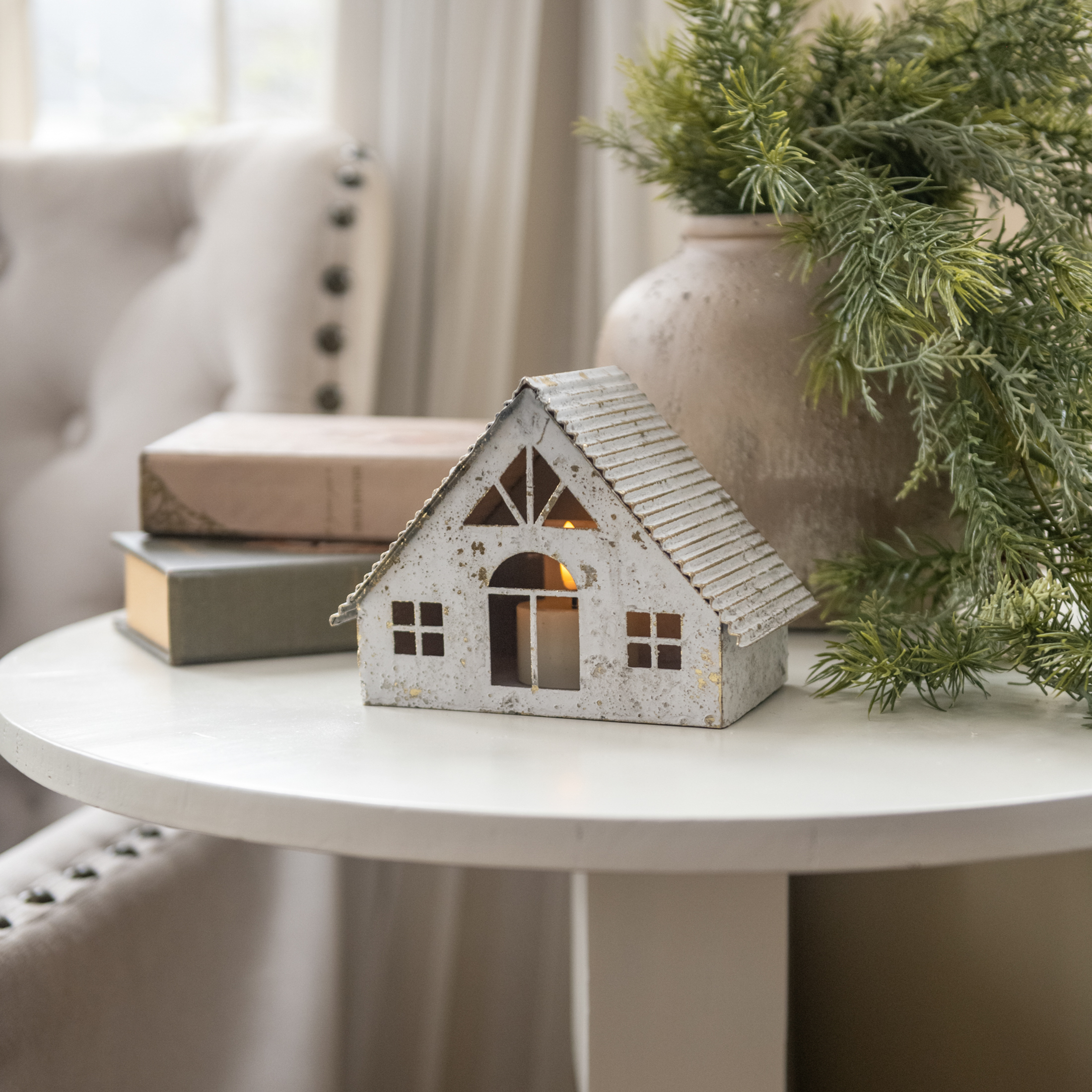 AGED WHITE METAL HOUSE