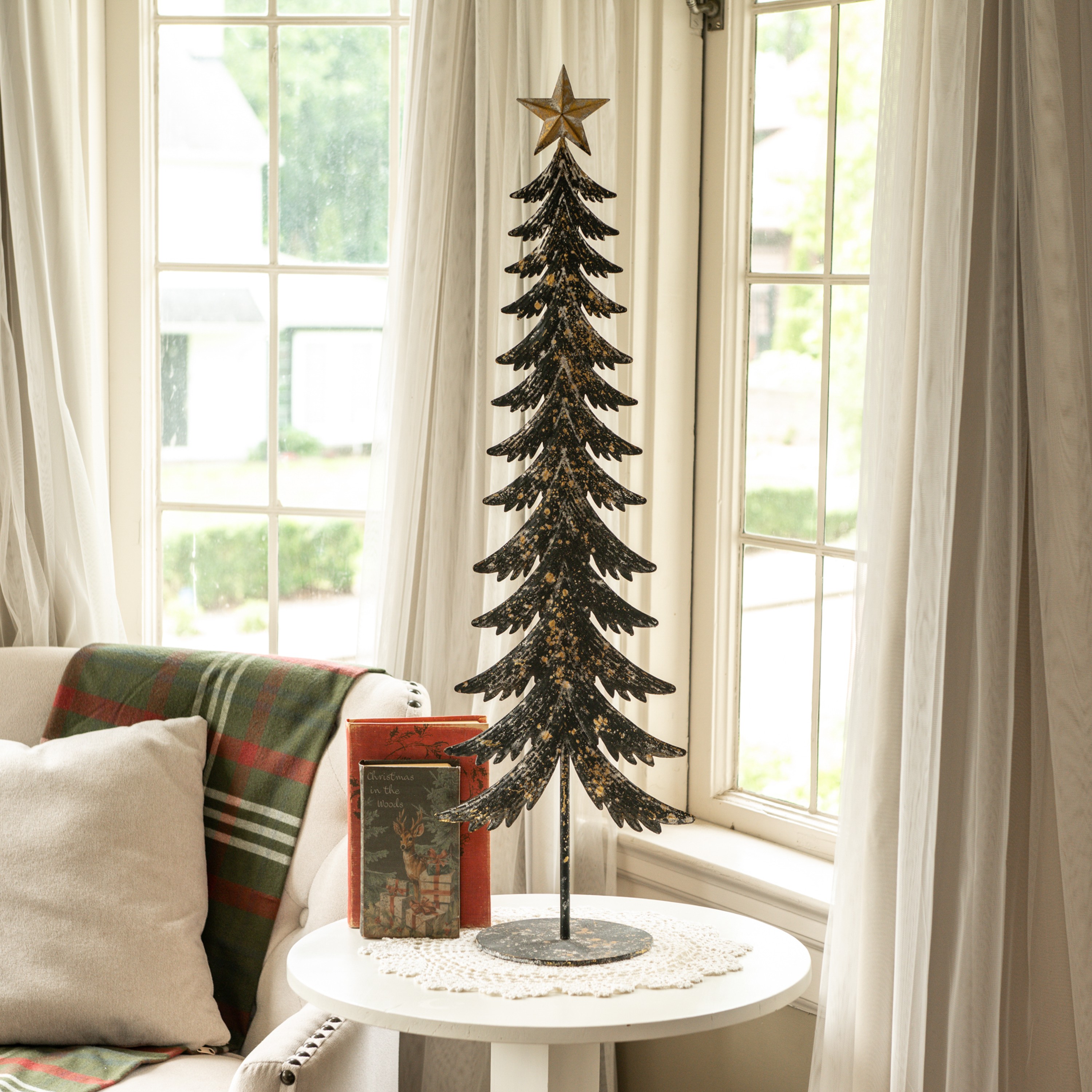 35" BLACK METAL TREE