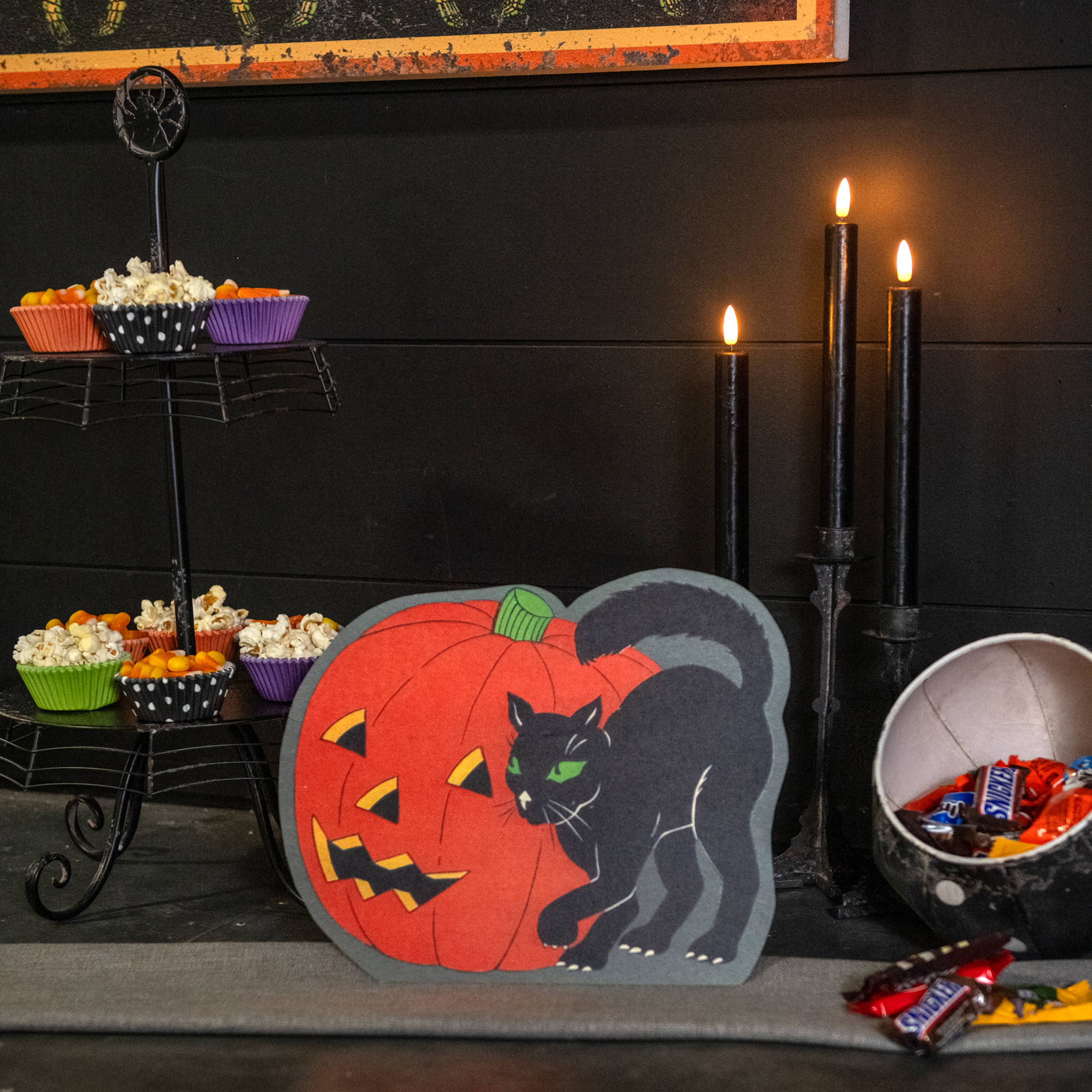 VINTAGE CAT & PUMPKIN SIGN