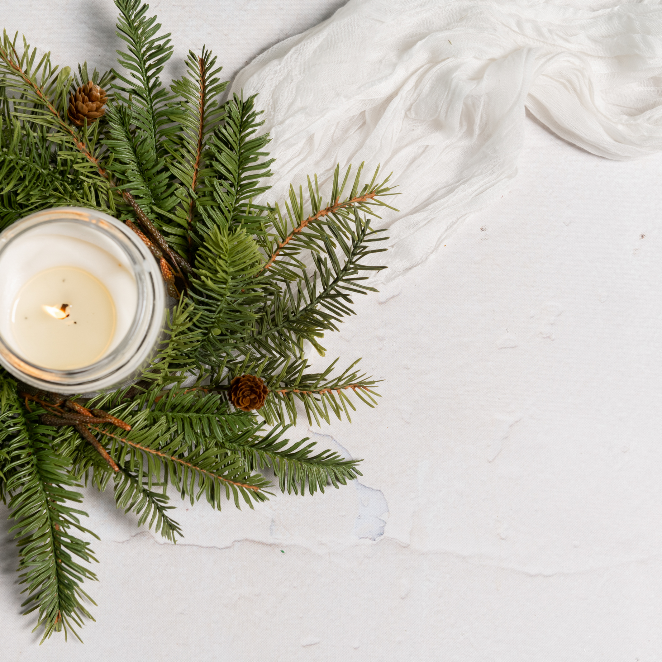 12"  HEMLOCK & DOUGLAS FIR W/ MINI PINECONE CANDLE RING