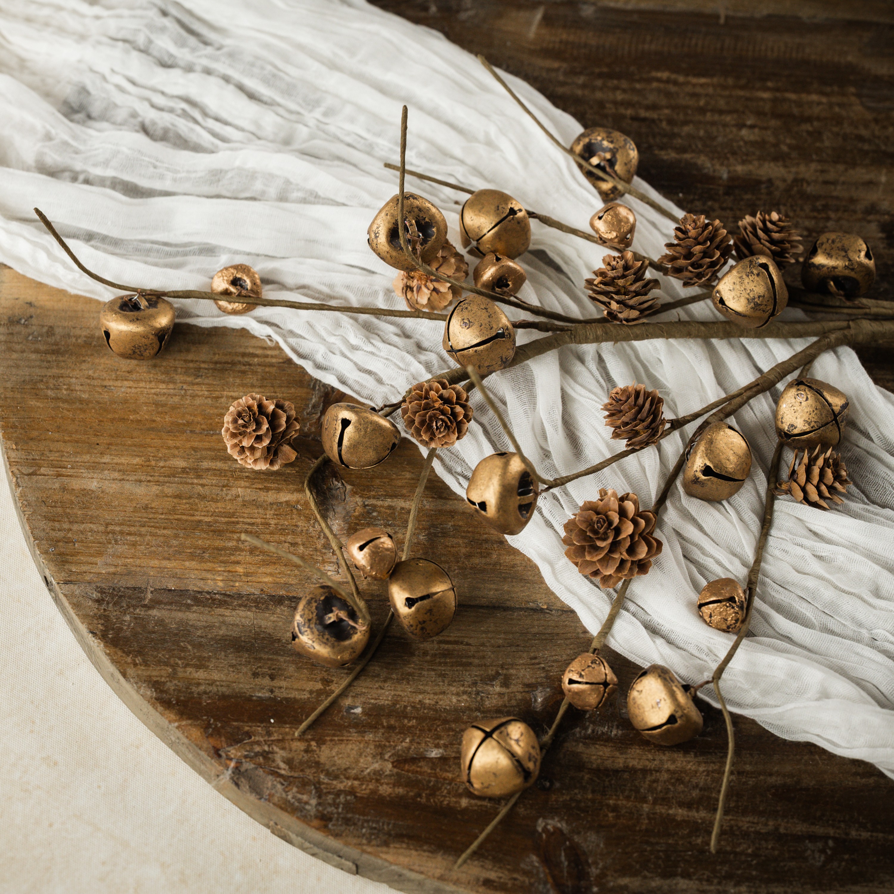 29" TWIG & GOLD BELLS SPRAY