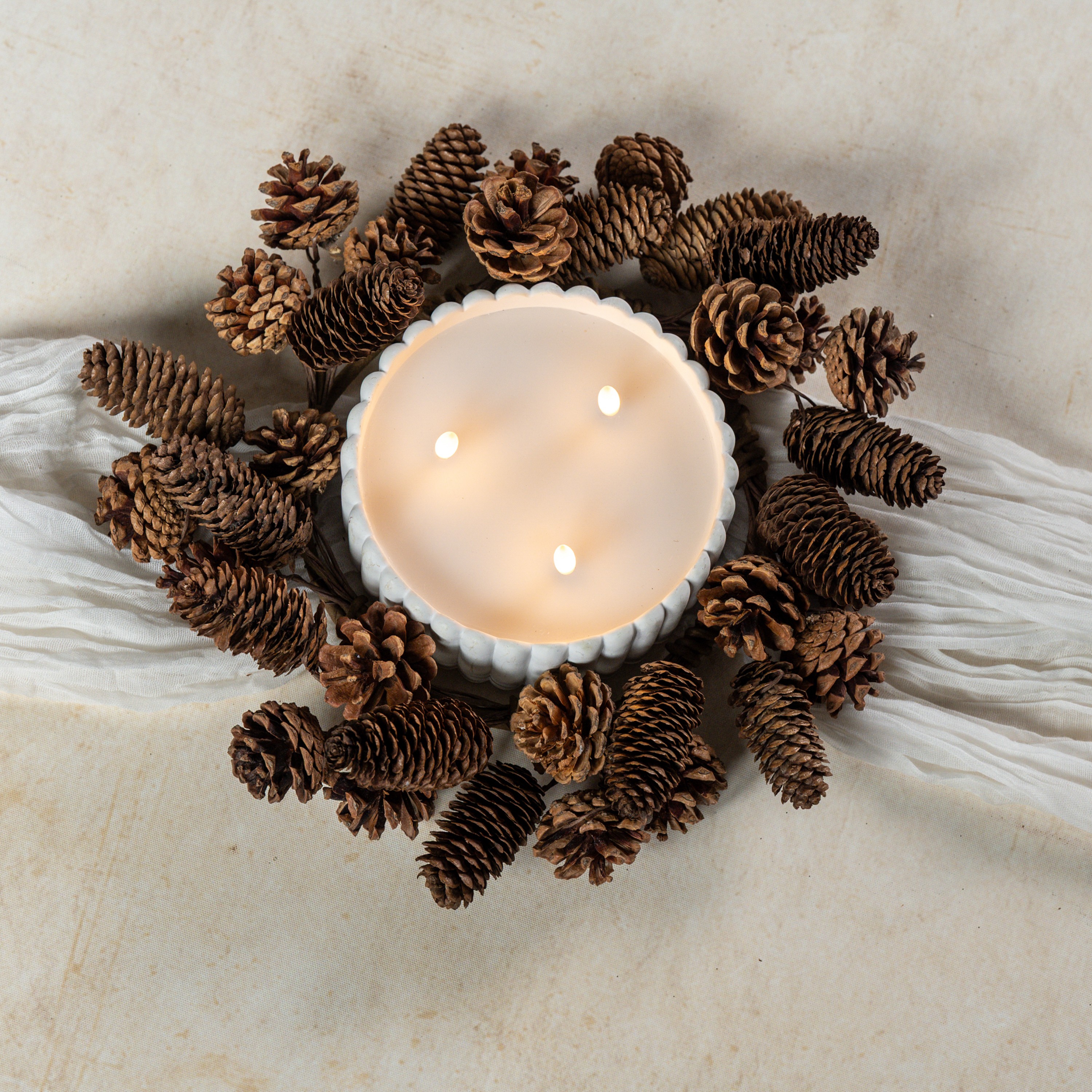 14" PINECONE CANDLE RING