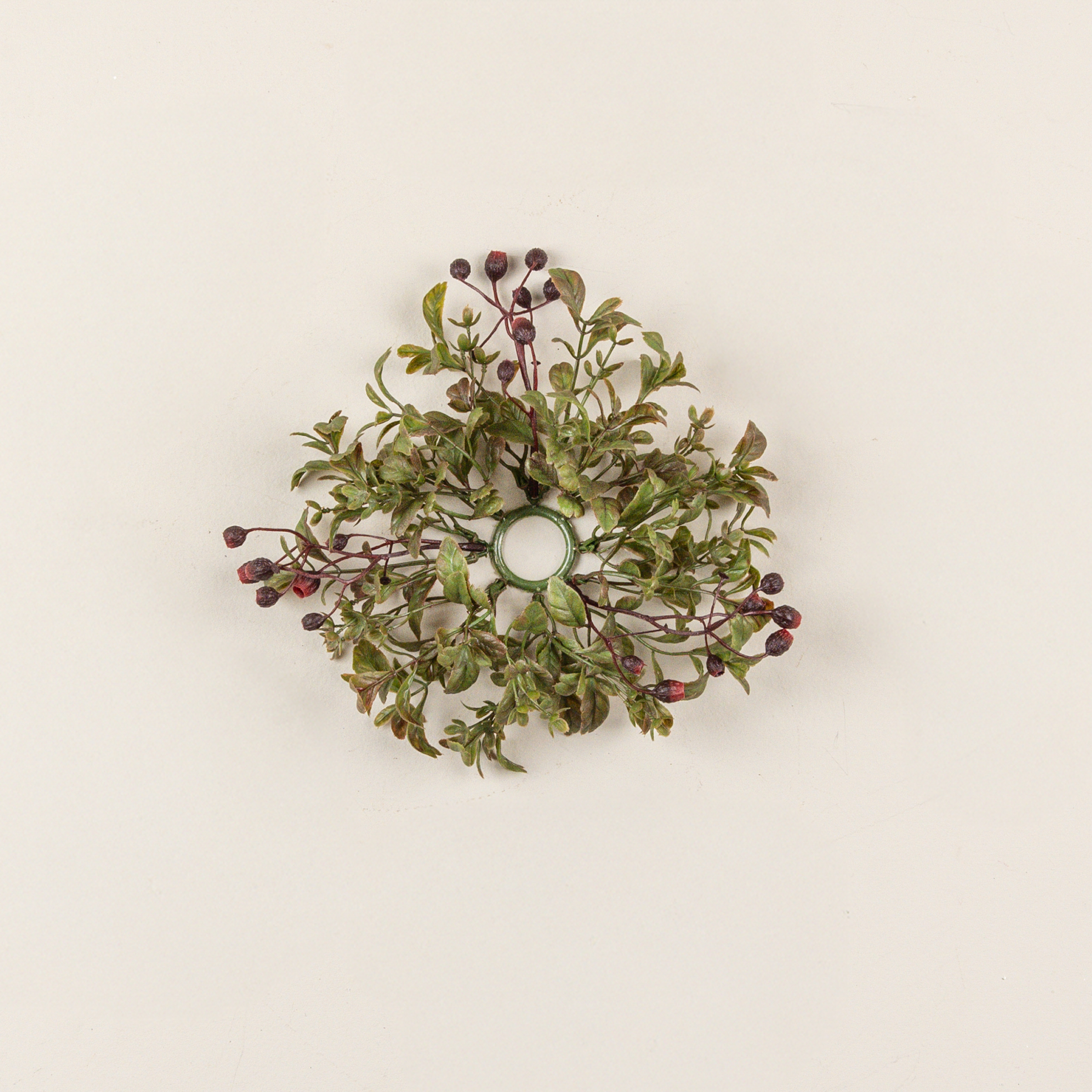 6.75" EVERGREEN W/ SPRIGS TAPER CANDLE RING