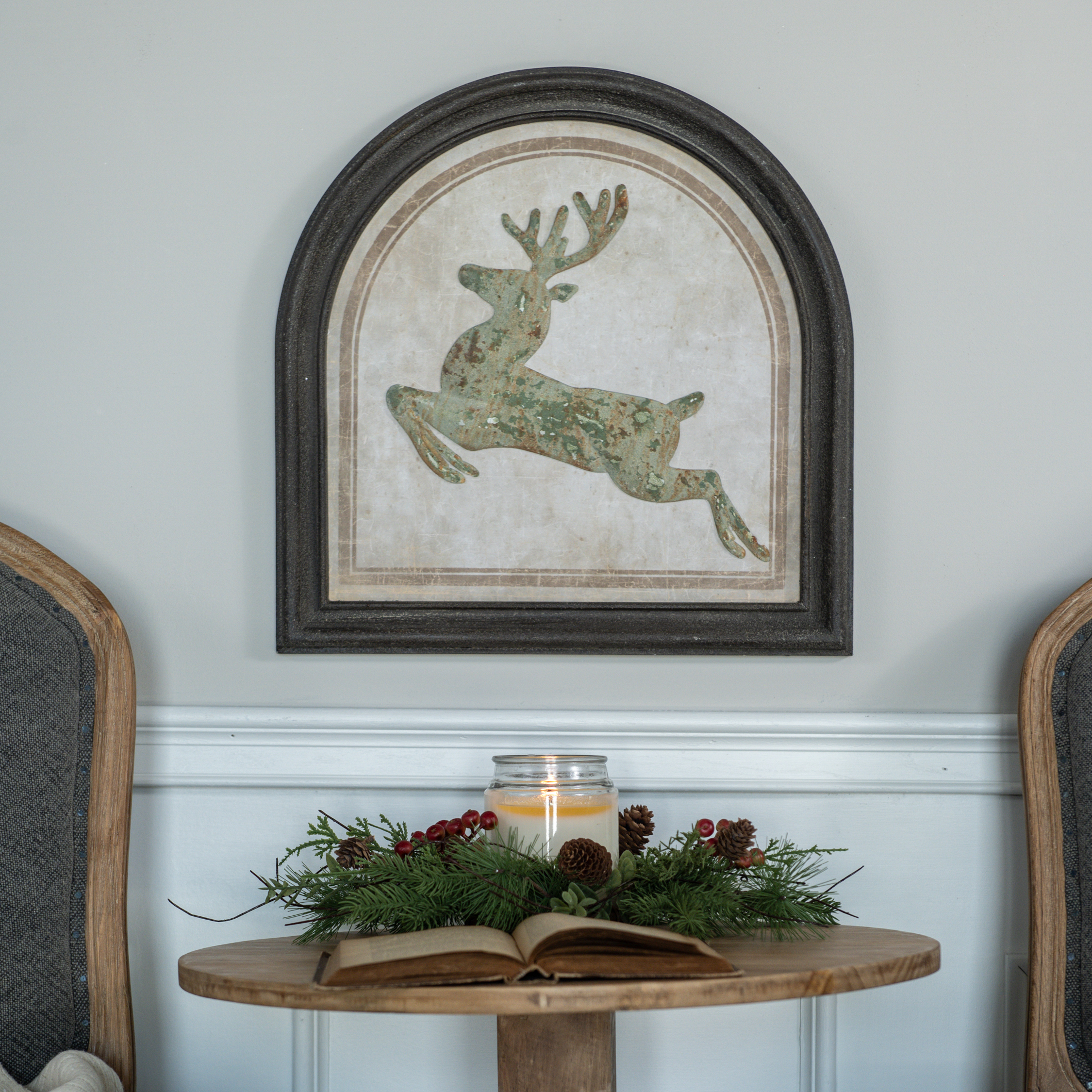 FRAMED LEAPING METAL DEER