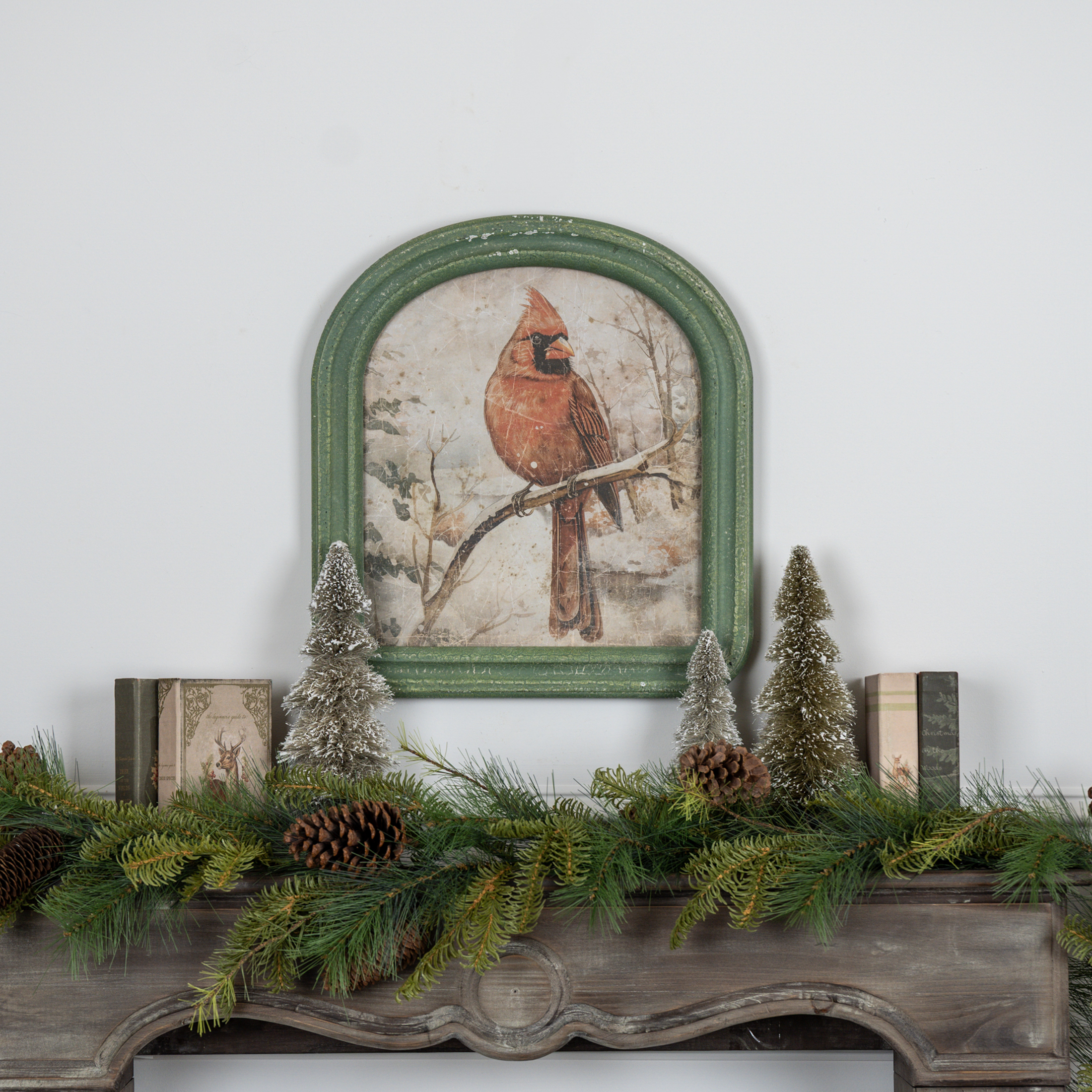 ARCHED FRAME WINTER CARDINAL SCENE