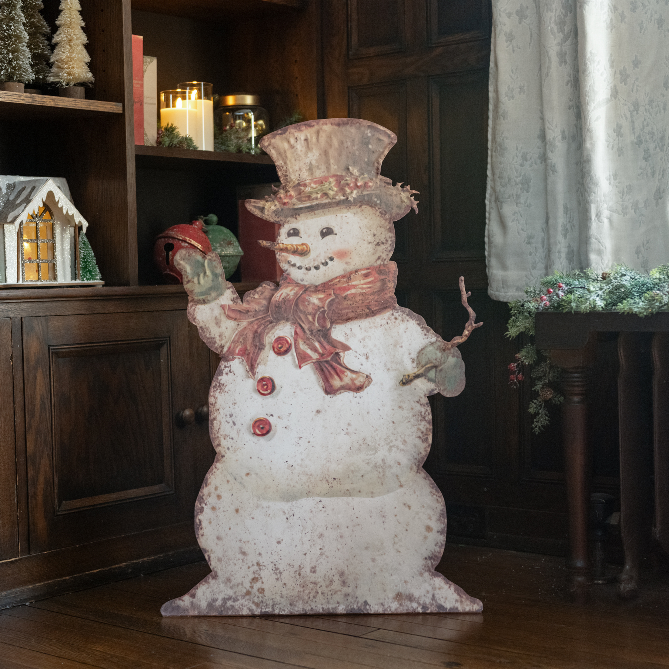 35.75" CHEERFUL SNOWMAN METAL DUMMY BOARD