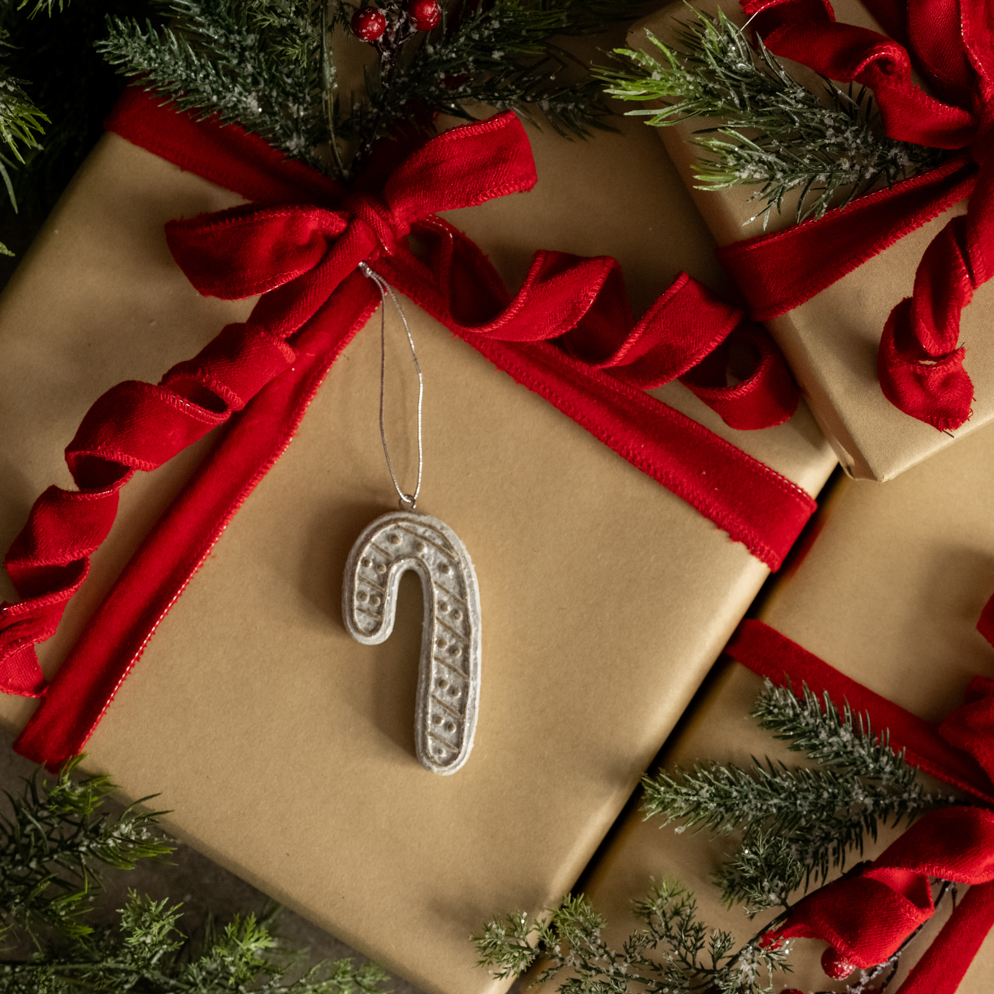 GINGERBREAD CANDY CANE ORNAMENT