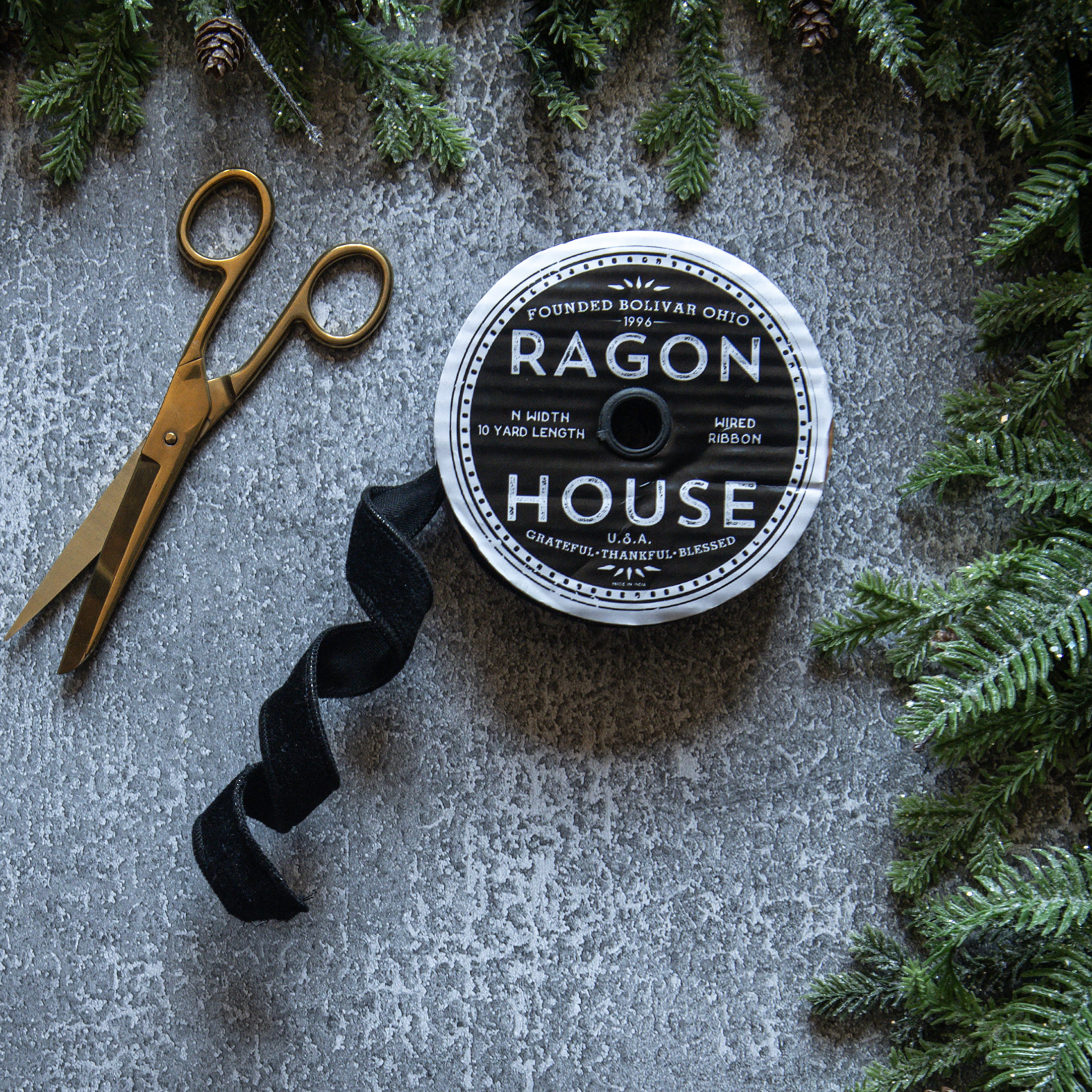 1" BLACK VELVET WIRED RIBBON