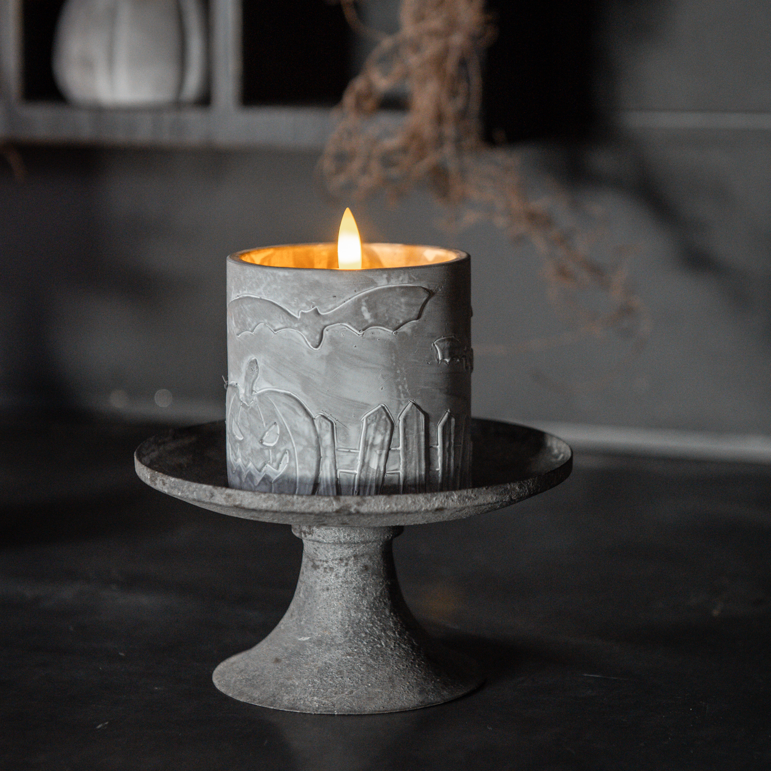 4" BAT & PUMPKIN 3D FLAME CANDLE