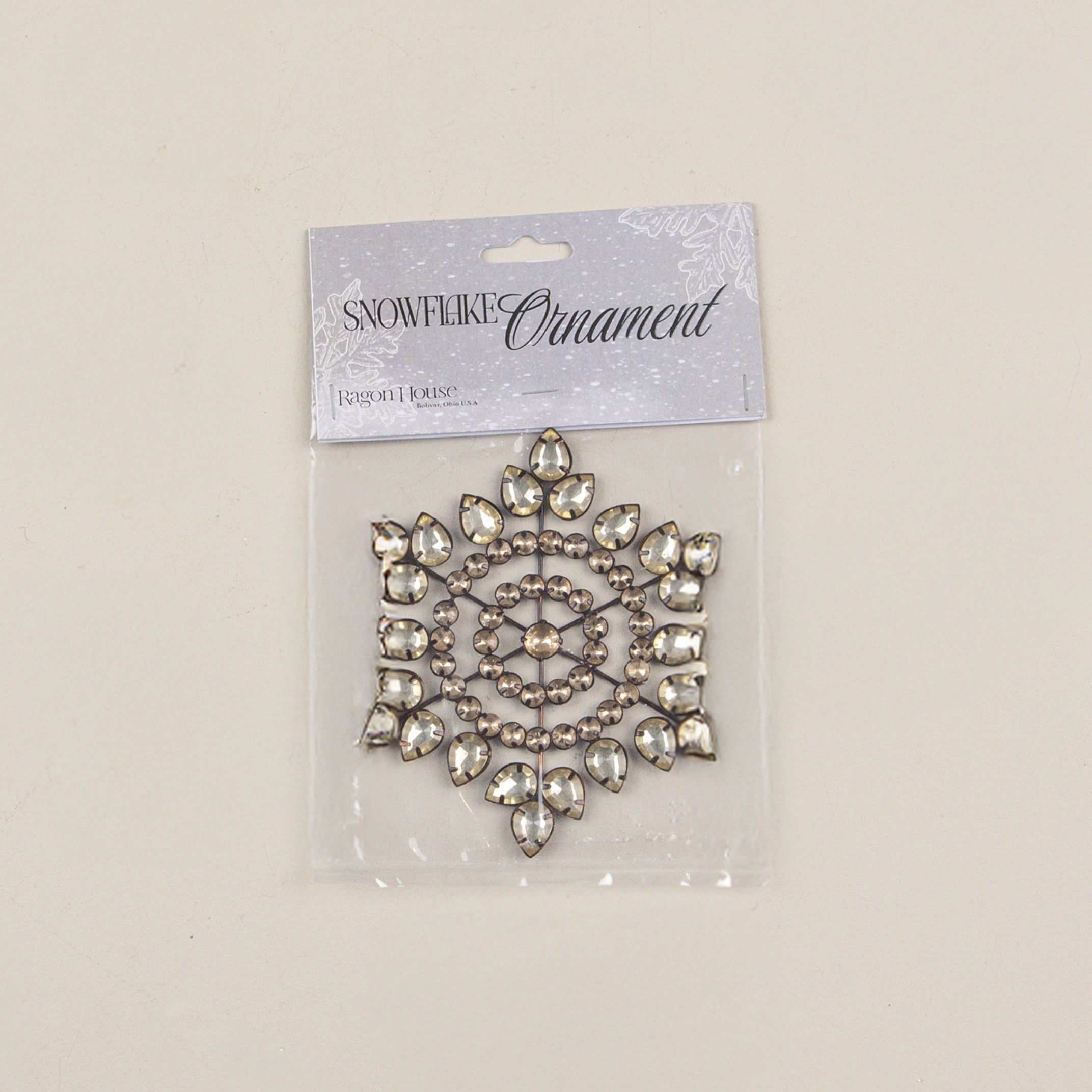 6" AMBER RHINESTONE SNOWFLAKE ORNAMENT