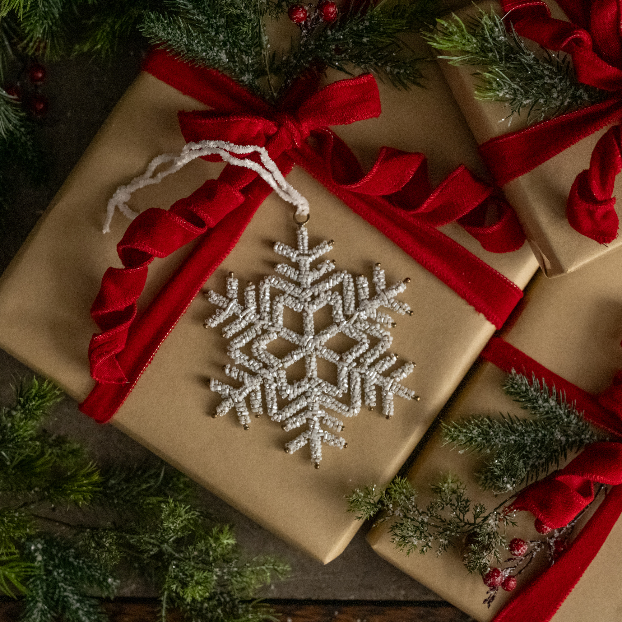 5.5" WHITE RHINESTONE SNOWFLAKE ORNAMENT