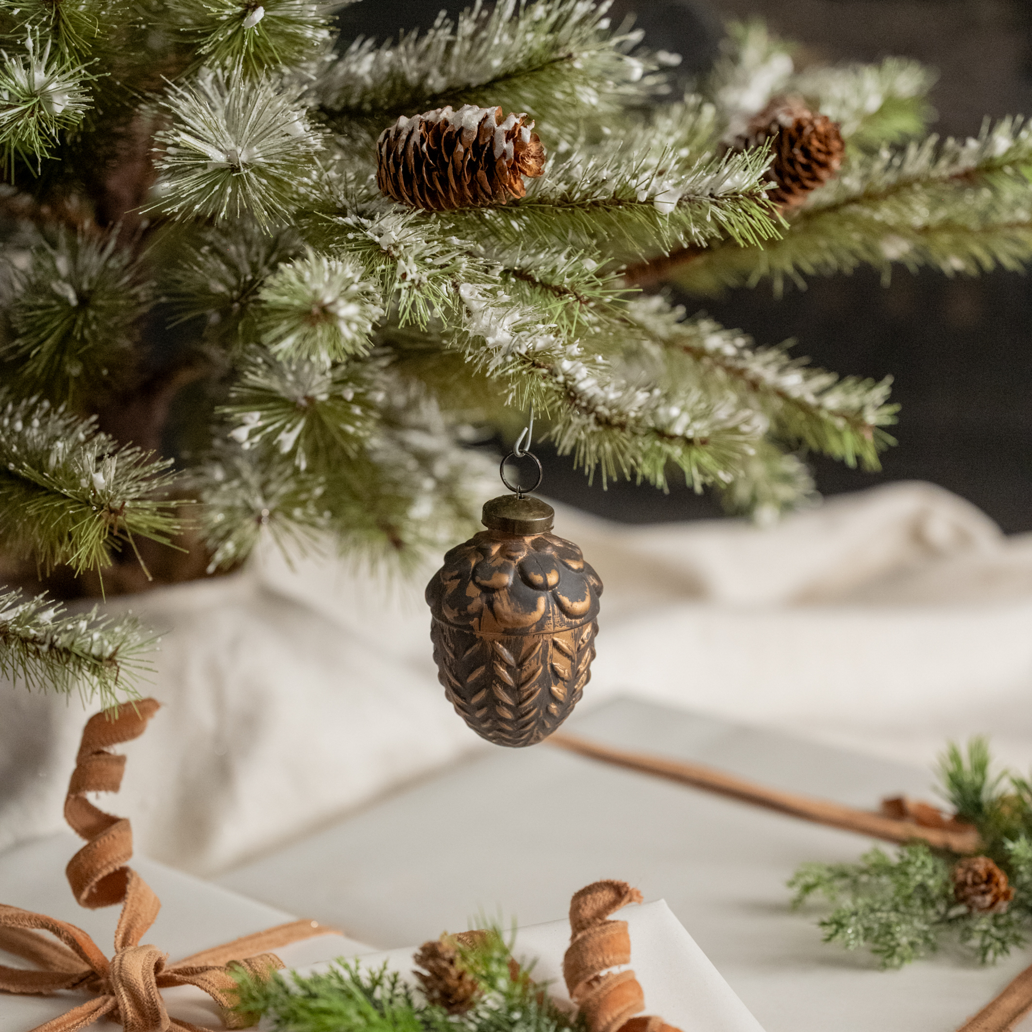 3" BROWN GLASS ACORN ORNAMENT