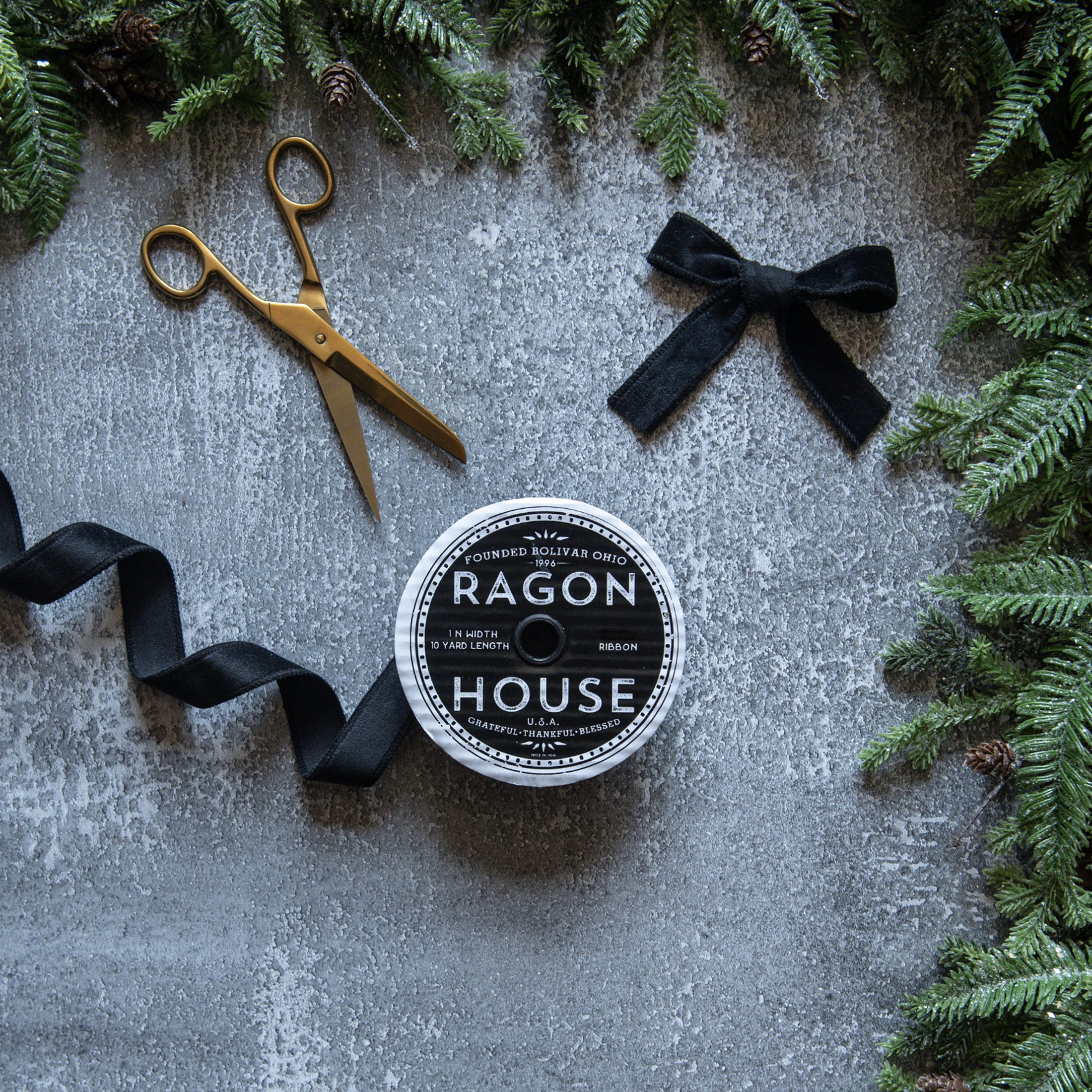 1" BLACK UNWIRED VELVET RIBBON