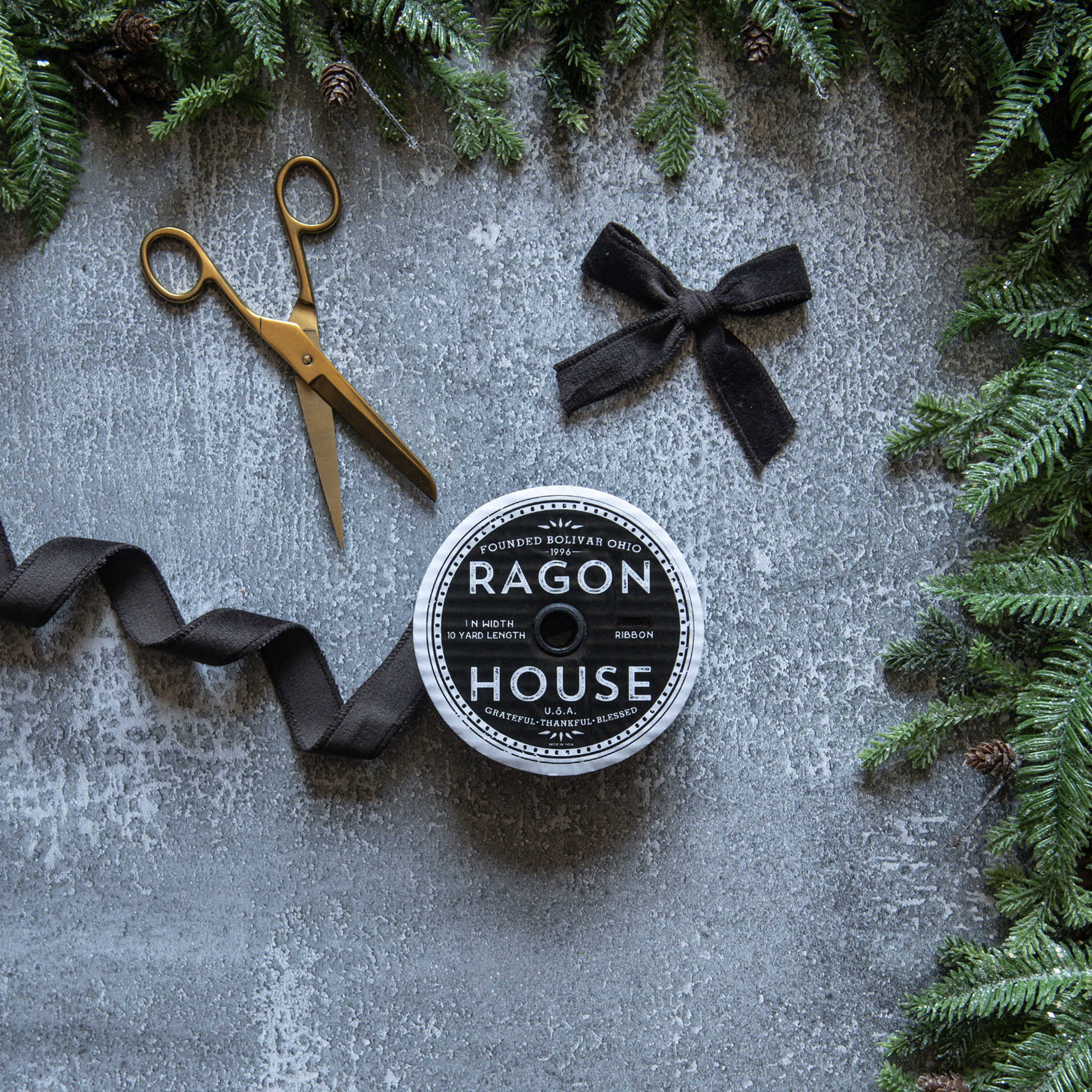 1" CHARCOAL UNWIRED VELVET RIBBON