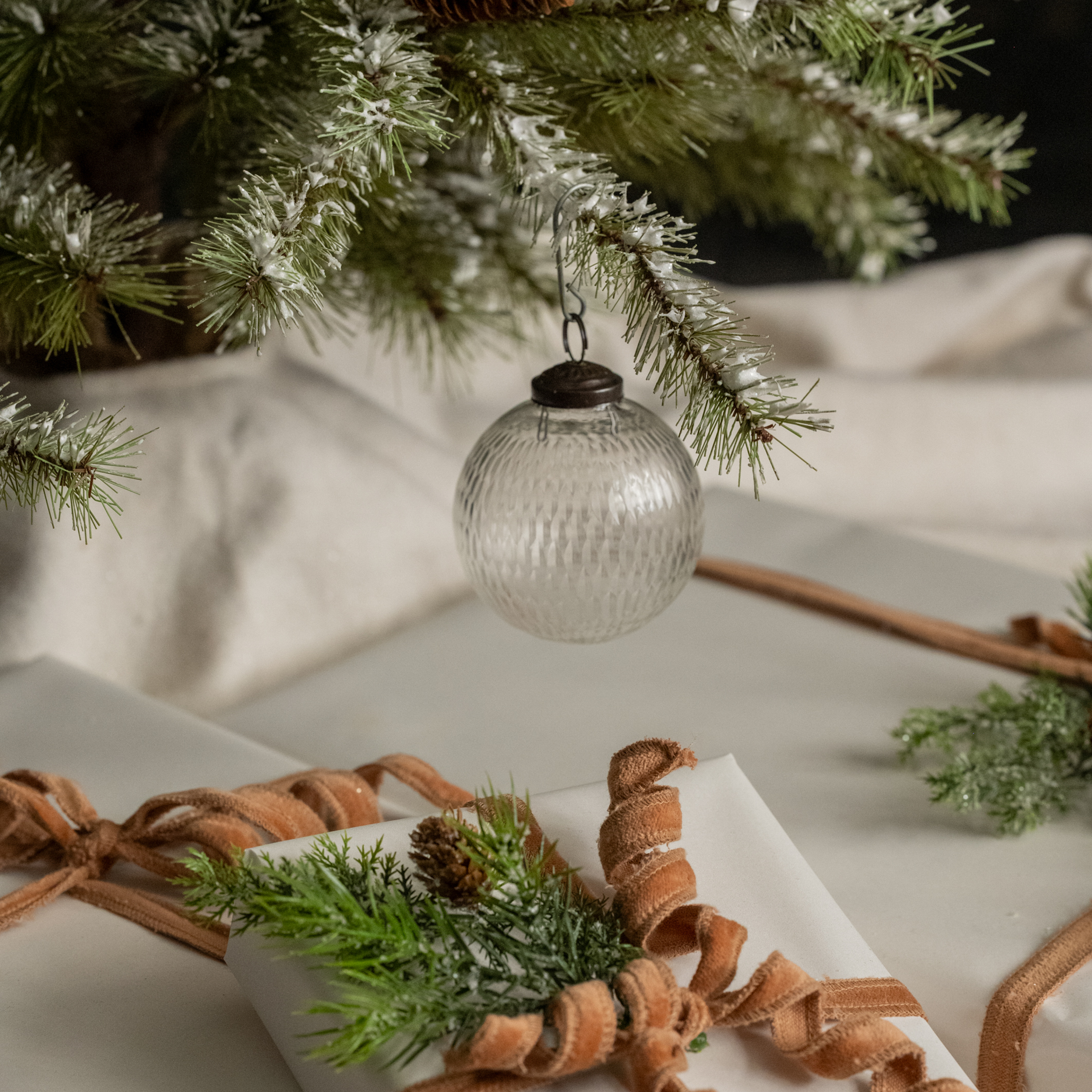 3" PITTED GLASS KUGEL ORNAMENT