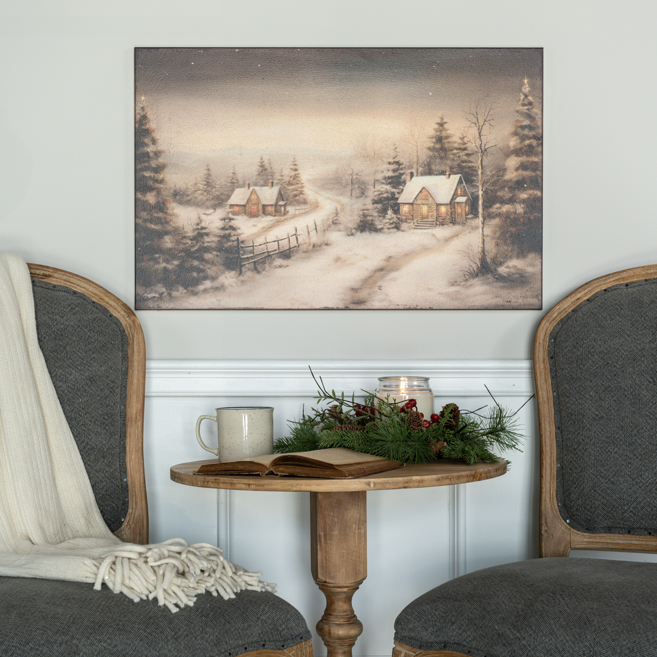 28" x 18" WINTER COTTAGE PRINT