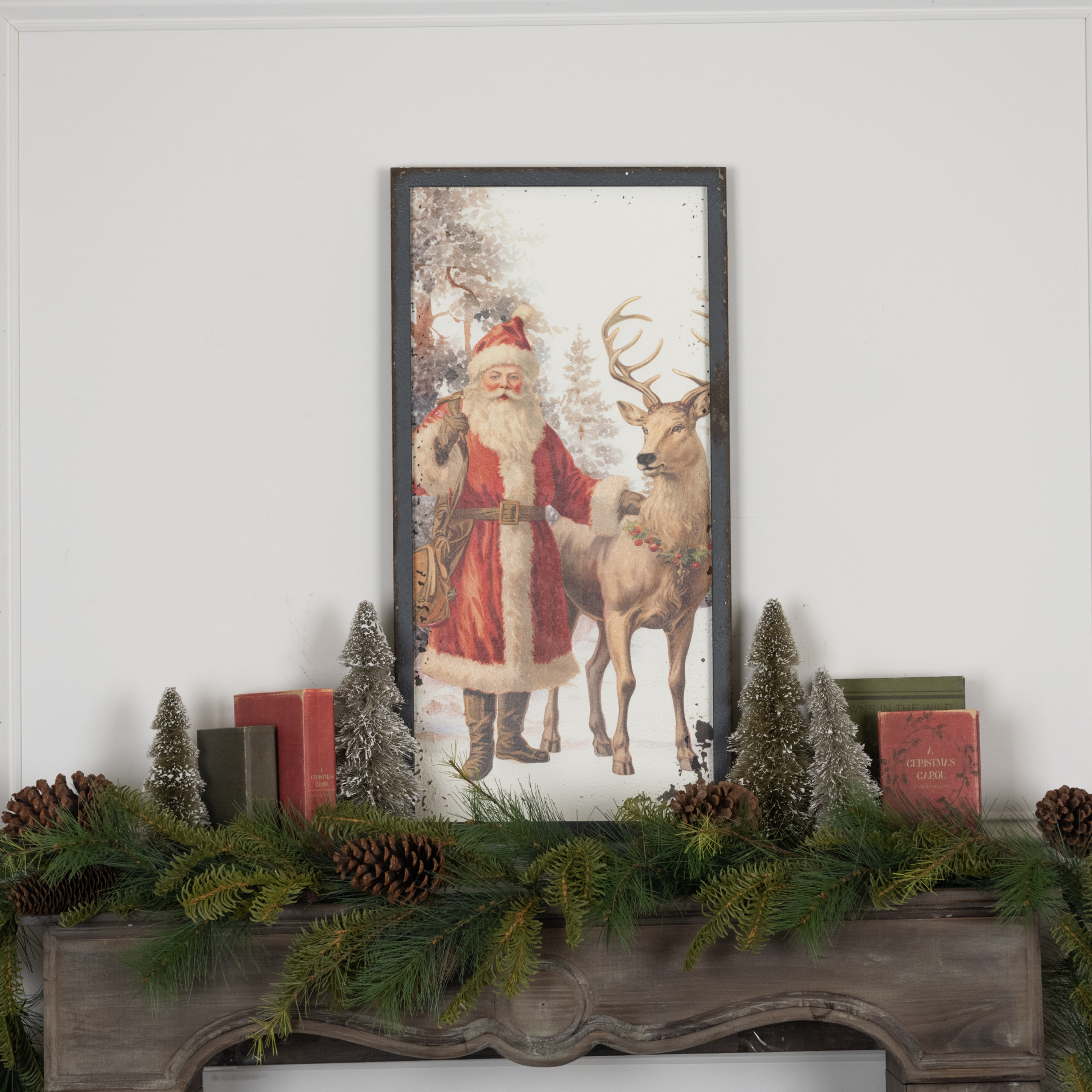 28" SANTA W/ DEER PRINT