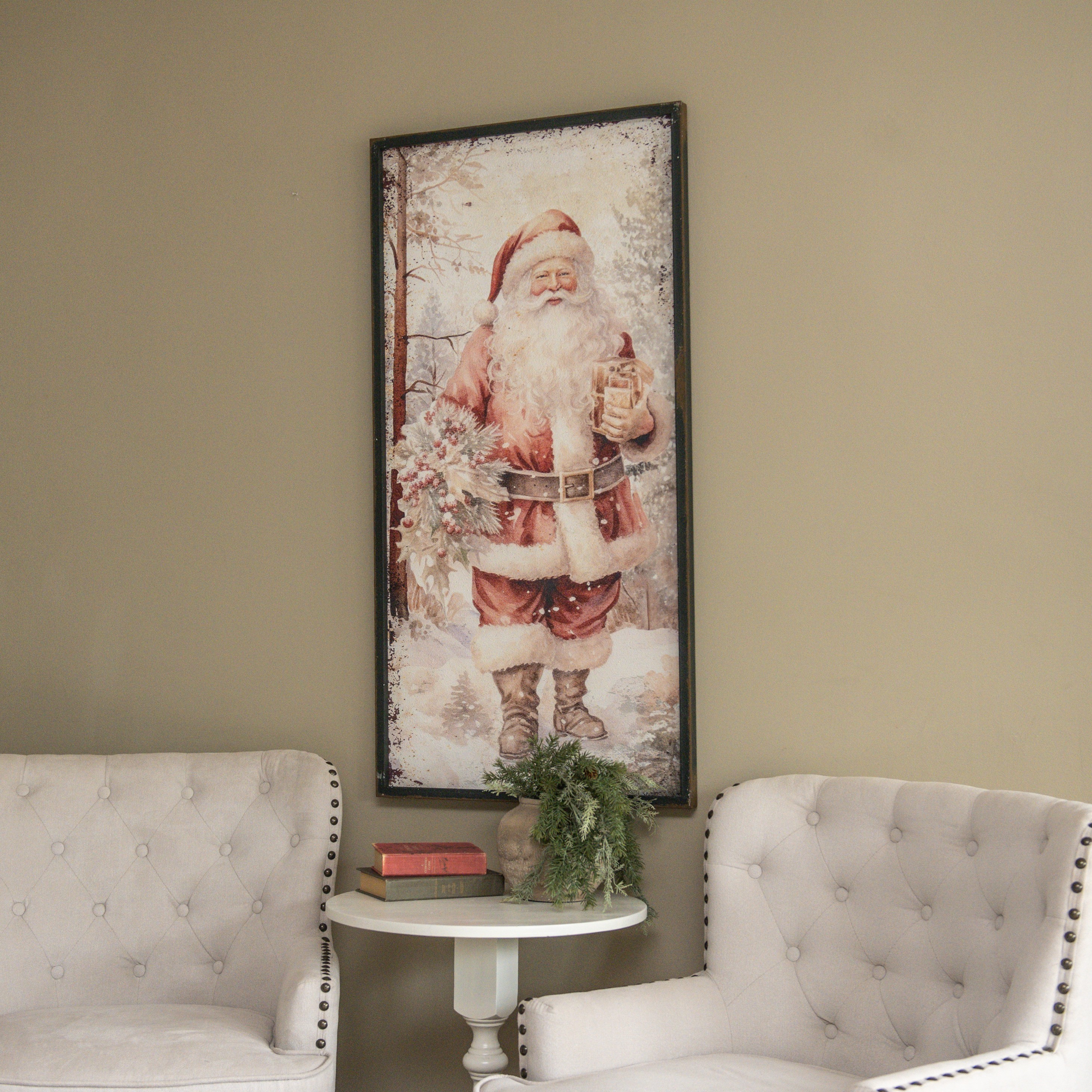 48" SANTA W/ WREATH PRINT