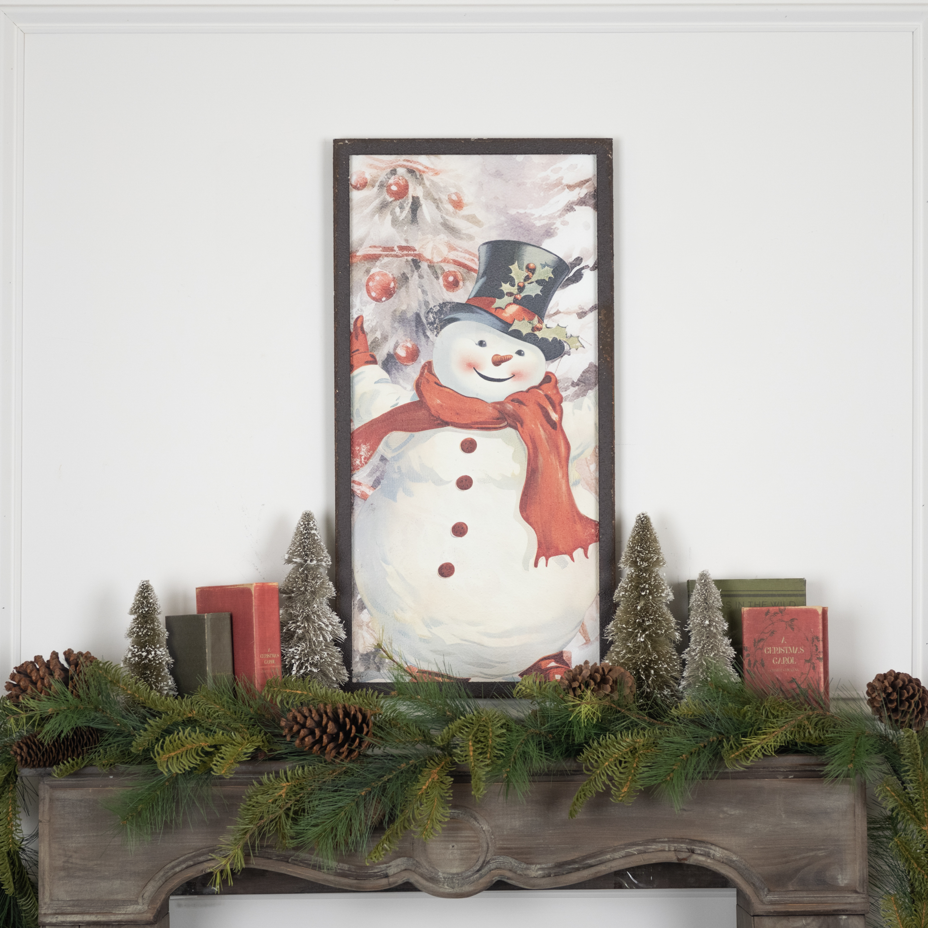 28" SNOWMAN W/ HOLLY HAT PRINT
