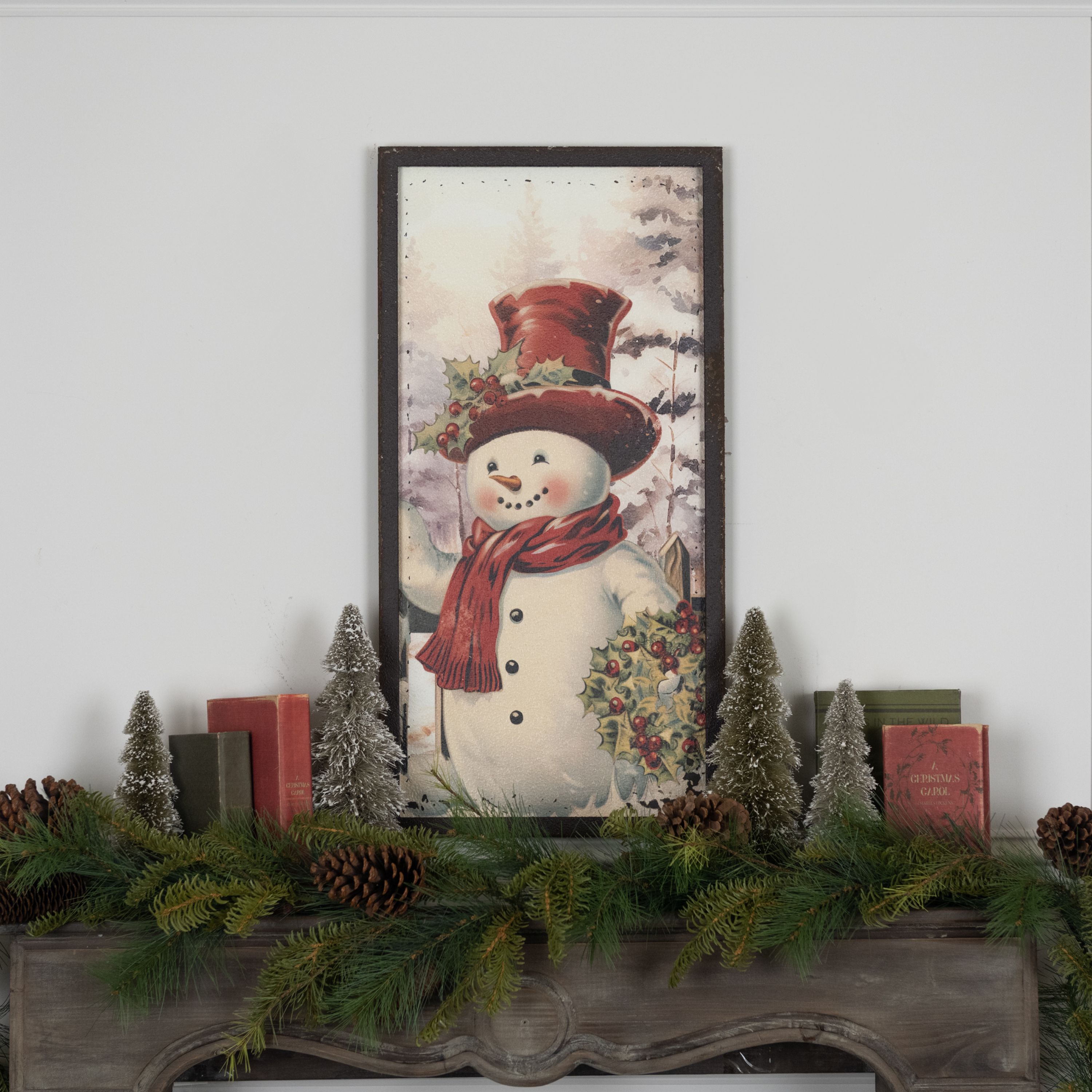 28" SNOWMAN W/ HOLLY WREATH PRINT