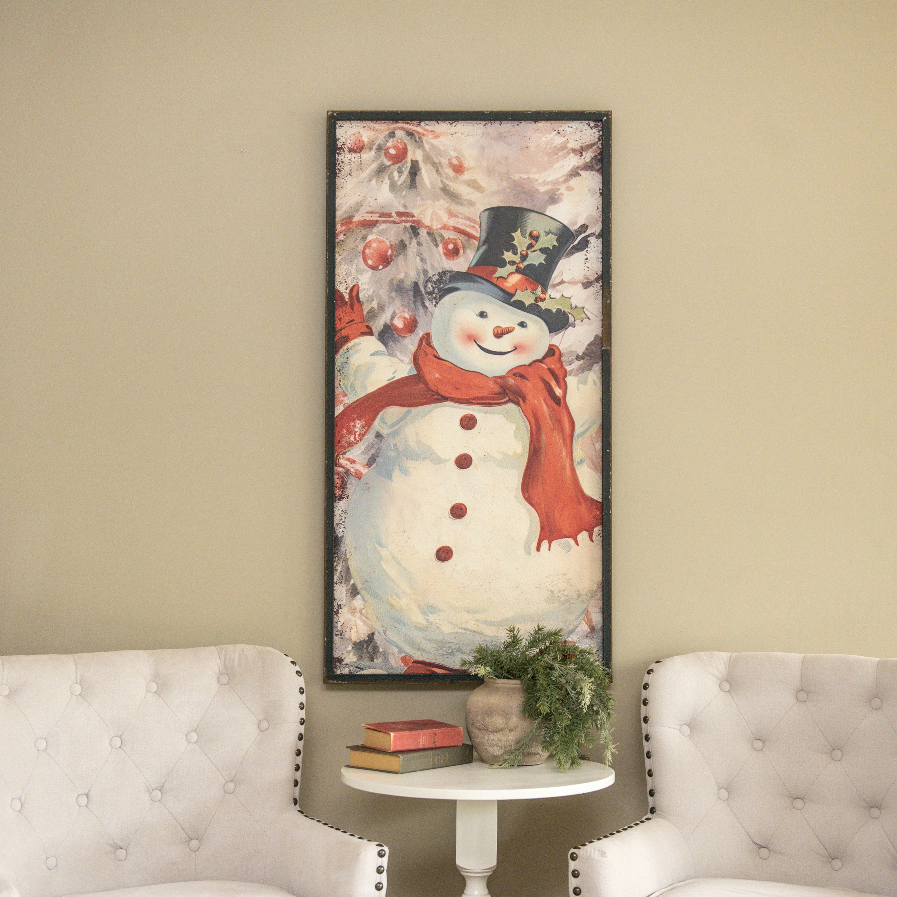 48" SNOWMAN W/ HOLLY HAT PRINT